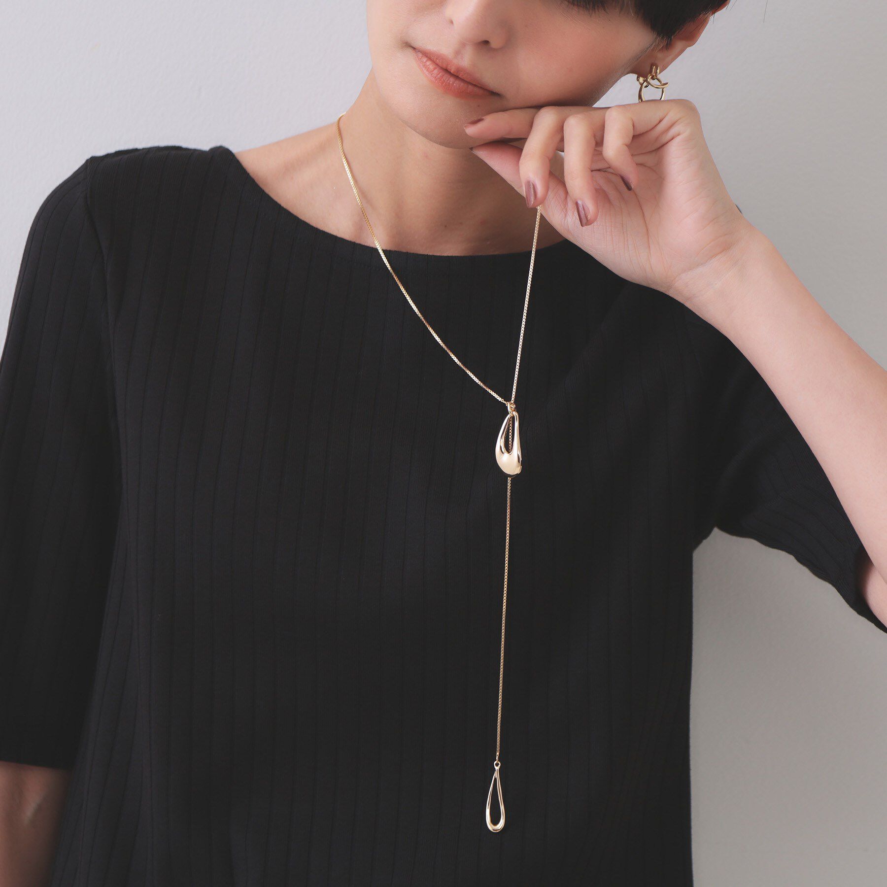 OPAQUE.CLIP「【2WAY】しずくメタルネックレス」|ネックレス|