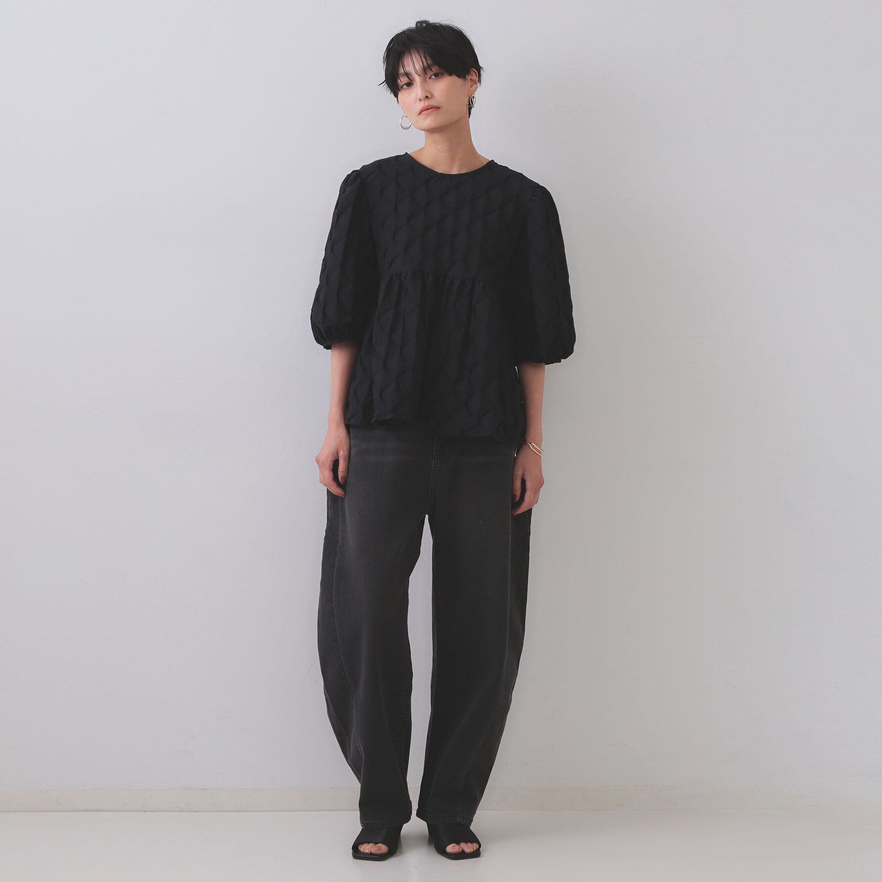 OPAQUE.CLIP「ふくれジャカードペプラムブラウス【洗濯機洗い可】」|シャツ・ブラウス|