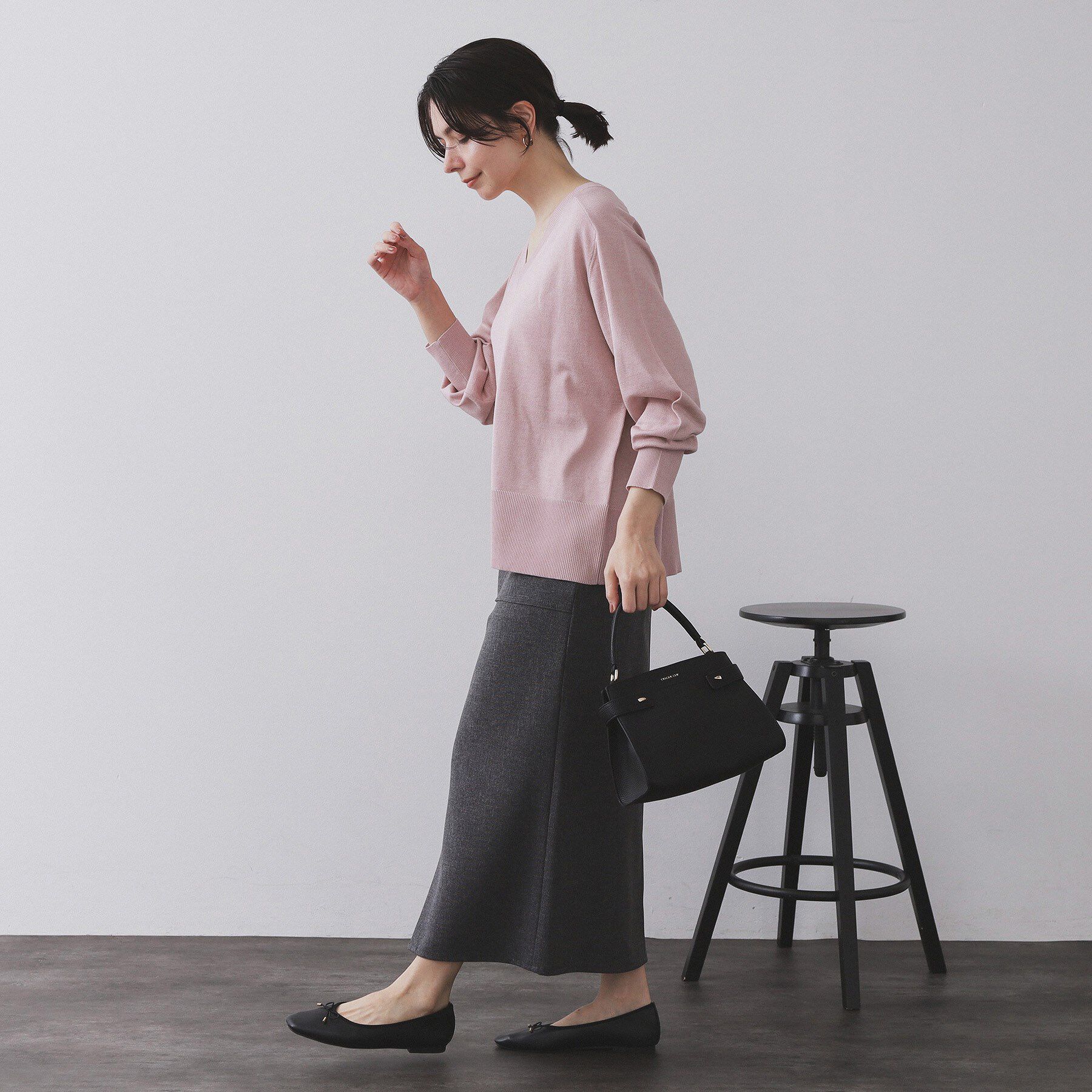 OPAQUE.CLIP「リラクシーVネックニット【洗濯機洗OK】《6col》」|ニット・セーター|