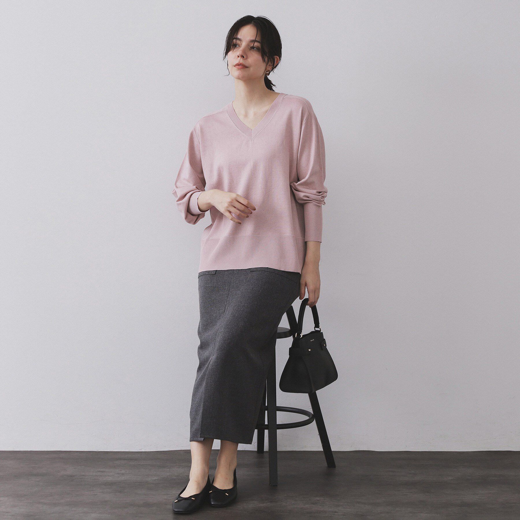 OPAQUE.CLIP「リラクシーVネックニット【洗濯機洗OK】《6col》」|ニット・セーター|