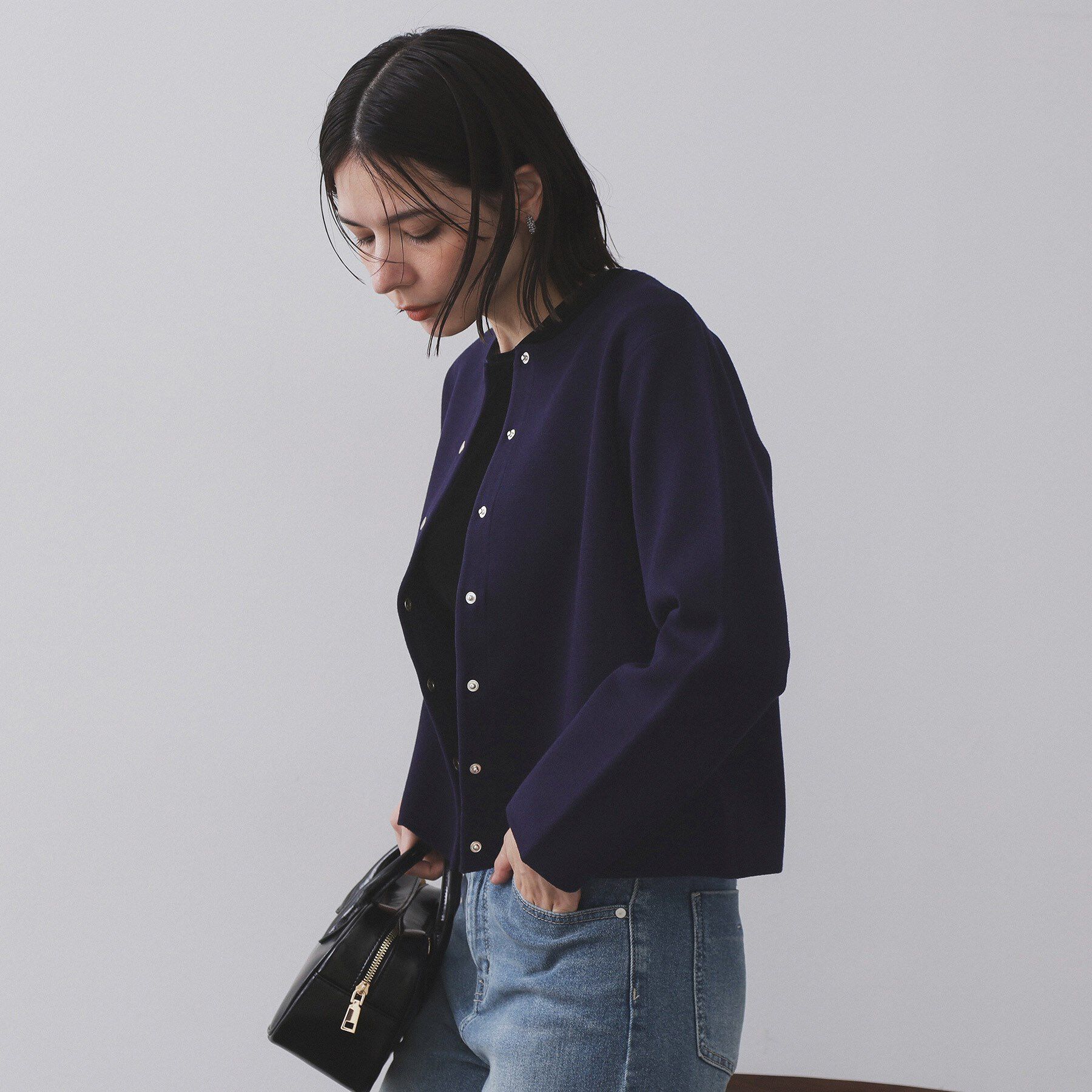 OPAQUE.CLIP「スナップボタンニットカーディガン【UVケア/洗濯機OK】《6col/S～LL》」|カーディガン|