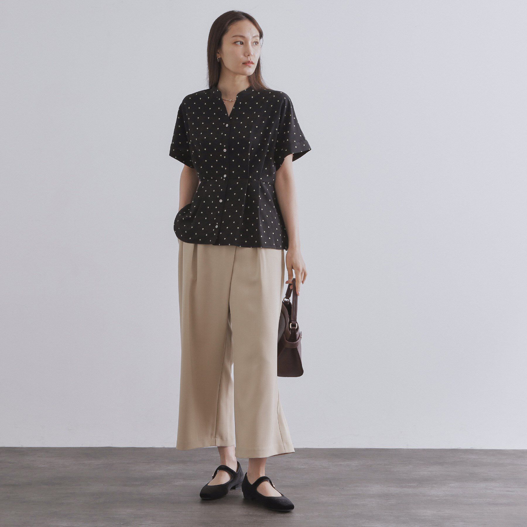 OPAQUE.CLIP「プリントペプラムブラウス【洗濯機洗い可】」|シャツ・ブラウス|