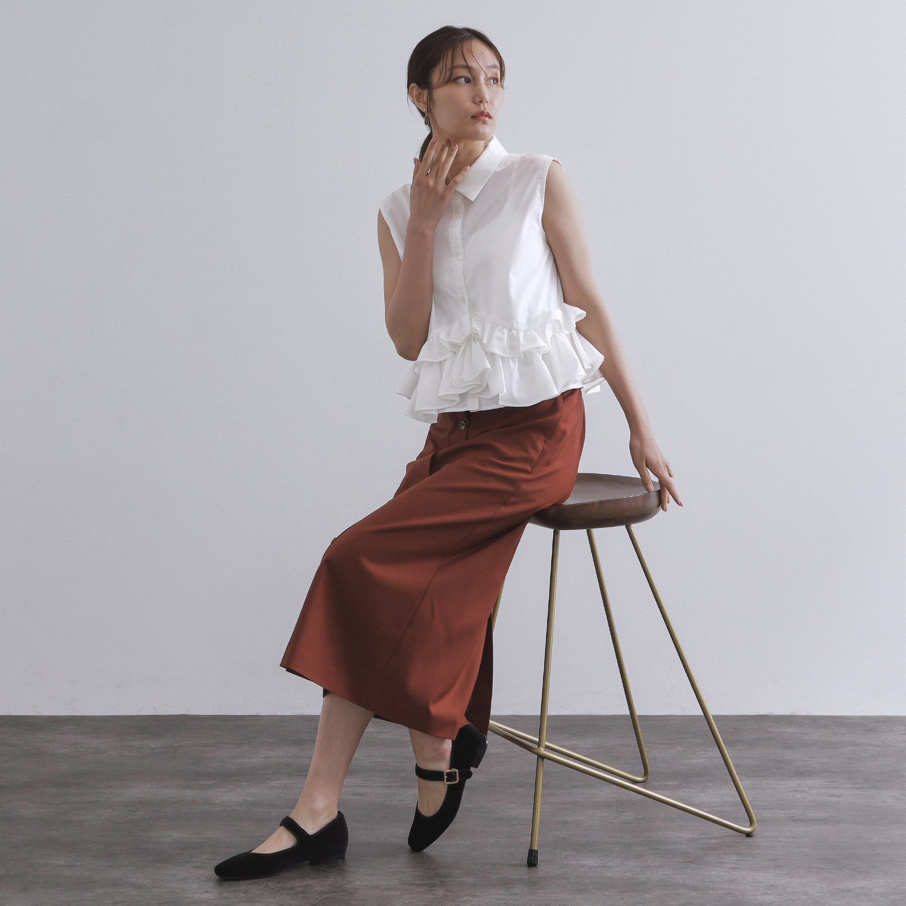 OPAQUE.CLIP「《Can Cam掲載》裾ラッフルフリルシャツ【洗濯機洗い可】」|シャツ・ブラウス|