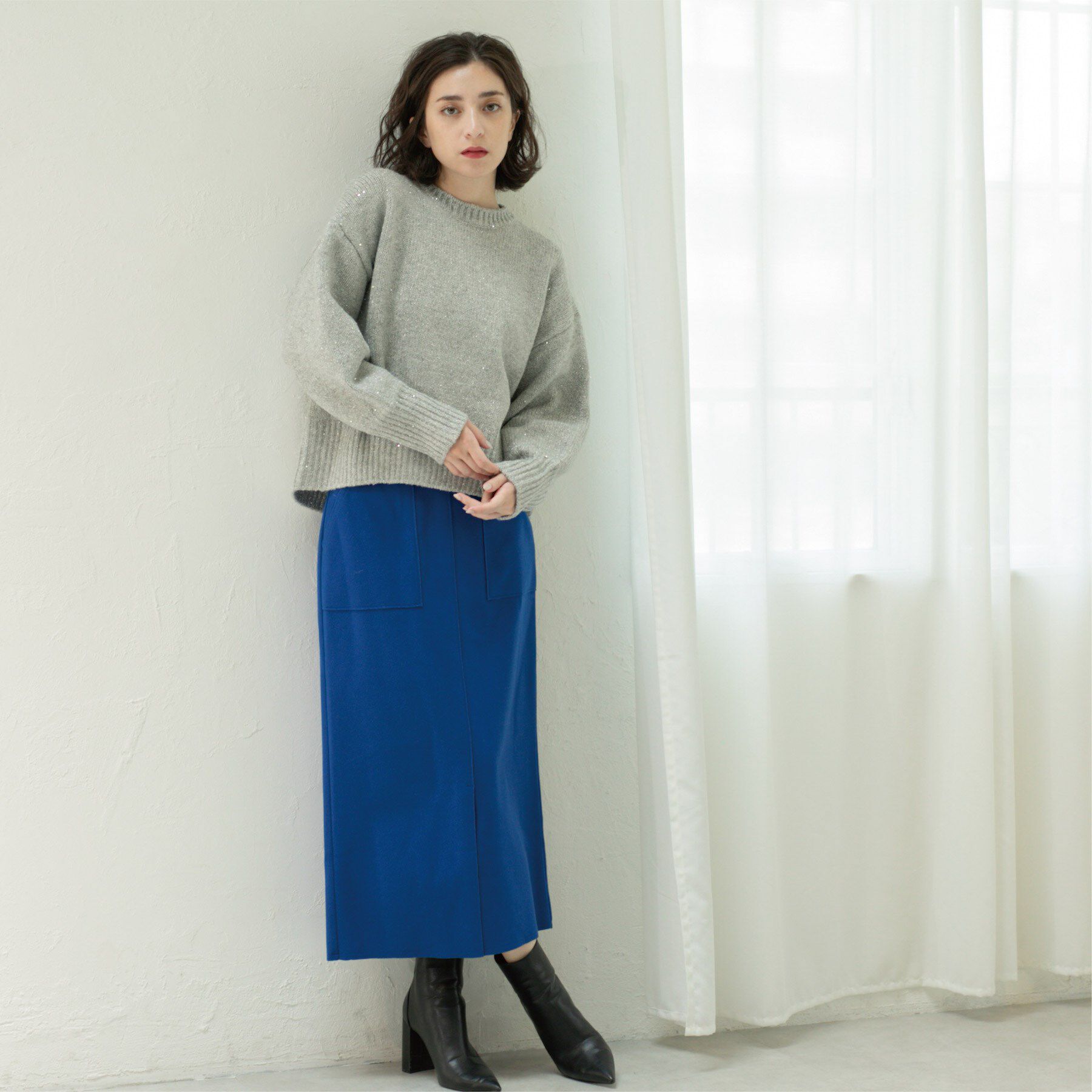 OPAQUE.CLIP「スパンコールラメニット【洗える】」|ニット・セーター|