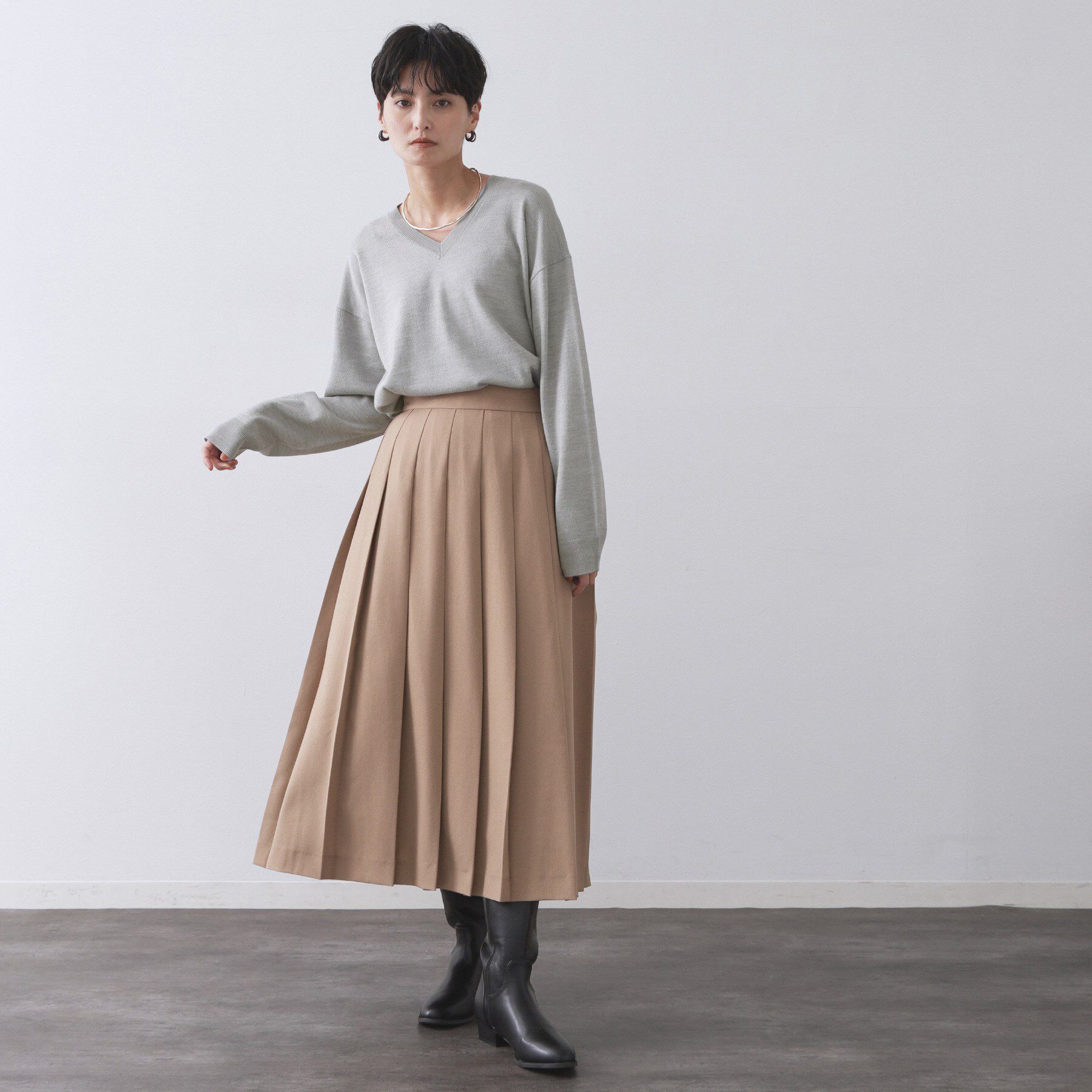 OPAQUE.CLIP「Vネックニット/エクストラファインメリノウール【THEシリーズ/洗濯機OK】」|ニット・セーター|