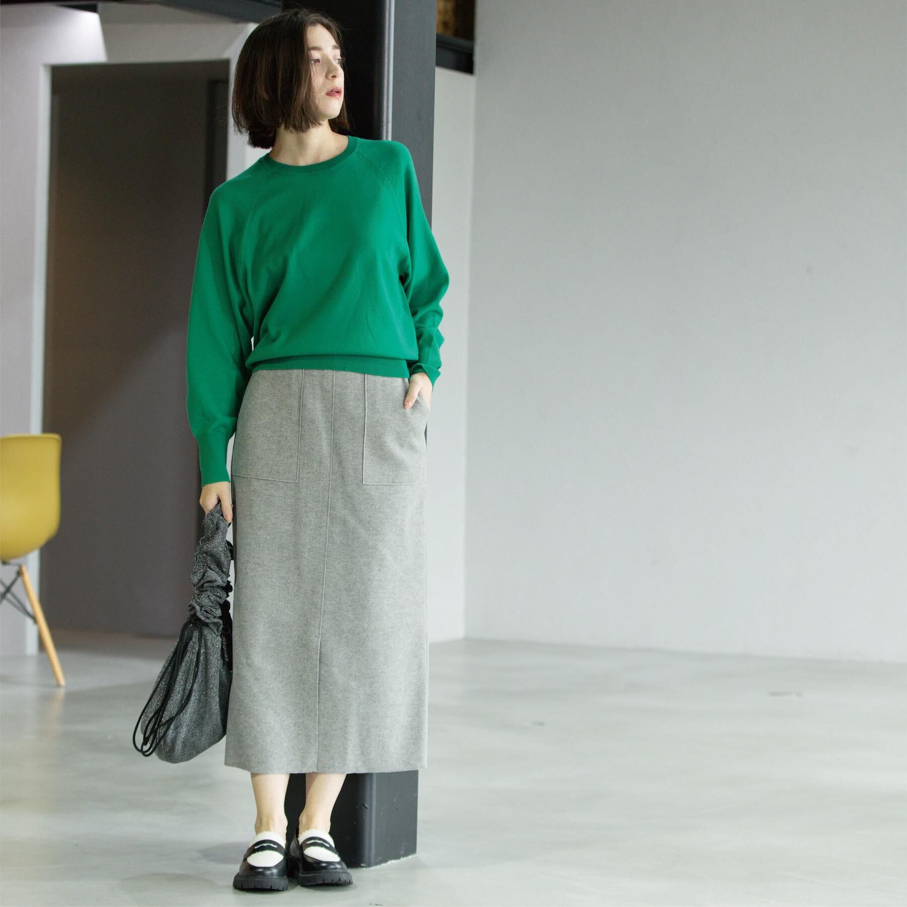 OPAQUE.CLIP「ラグランクルーネックニット/エクストラファインメリノウール【THEシリーズ/洗濯機OK】」|ニット・セーター|