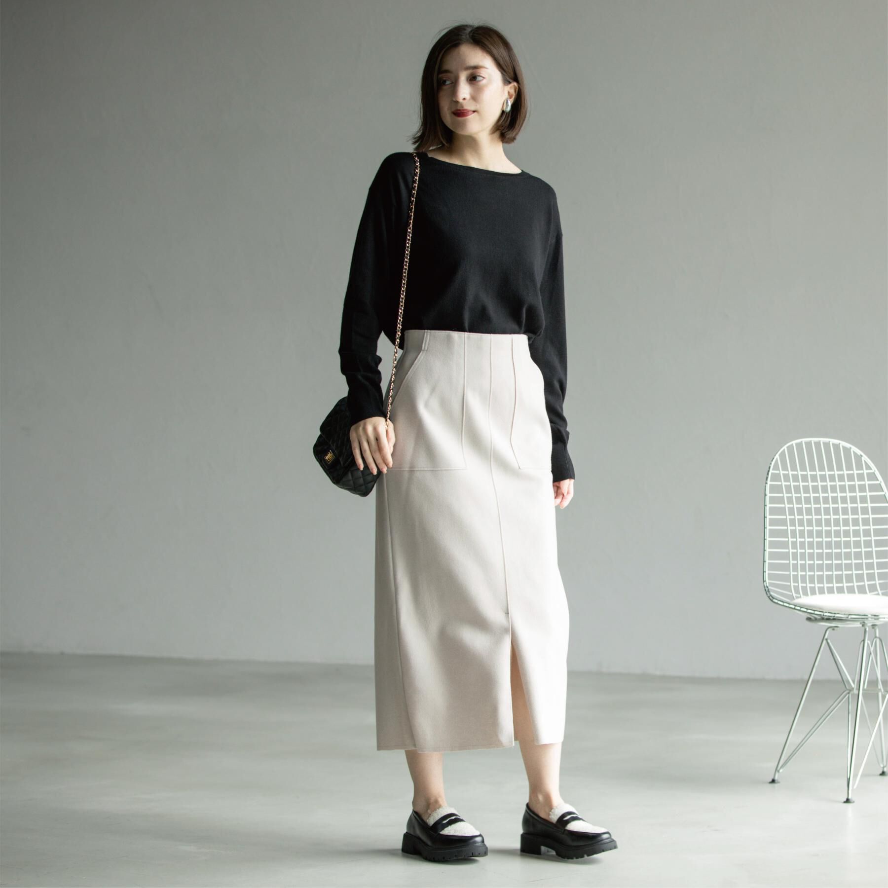 OPAQUE.CLIP「ボートネックニット/エクストラファインメリノウール【THEシリーズ/洗濯機OK】」|ニット・セーター|