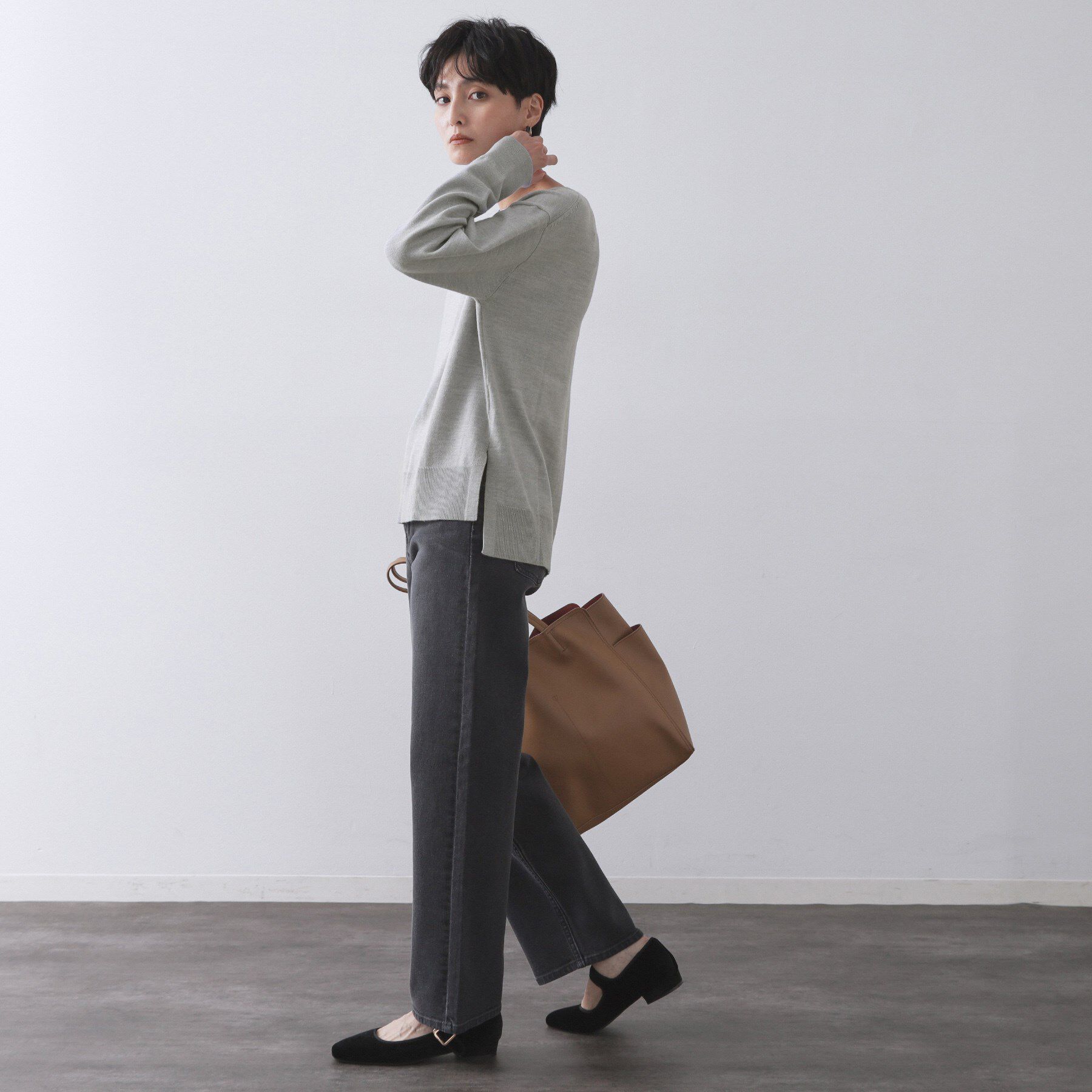 OPAQUE.CLIP「ボートネックニット/エクストラファインメリノウール【THEシリーズ/洗濯機OK】」|ニット・セーター|