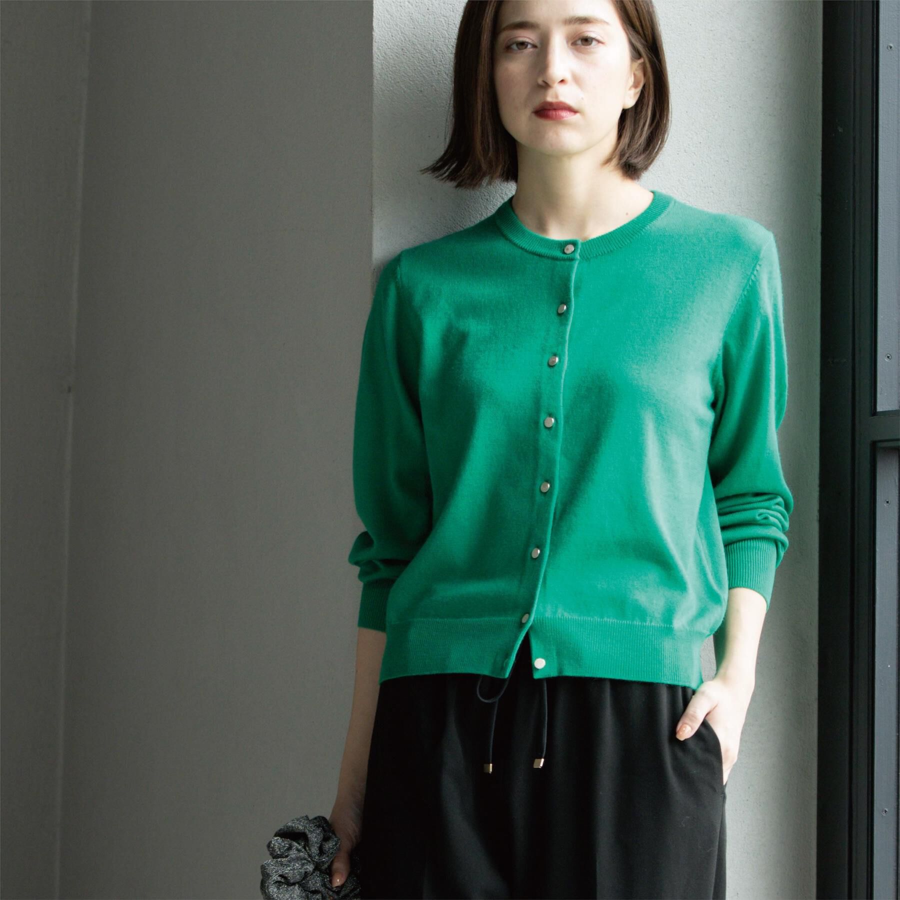 OPAQUE.CLIP「クルーニットカーディガン/エクストラファインメリノウール【THEシリーズ/洗濯機OK】」|カーディガン|