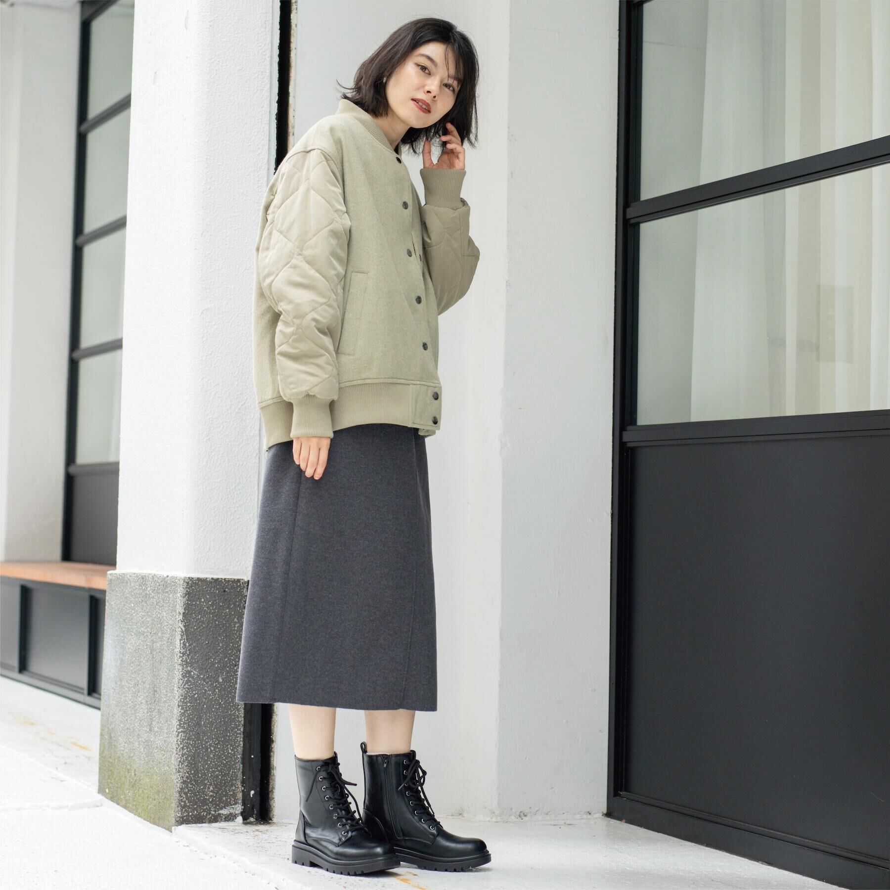 OPAQUE.CLIP「ウールライクジャンパードレス【洗濯機洗い可】」|ワンピース|