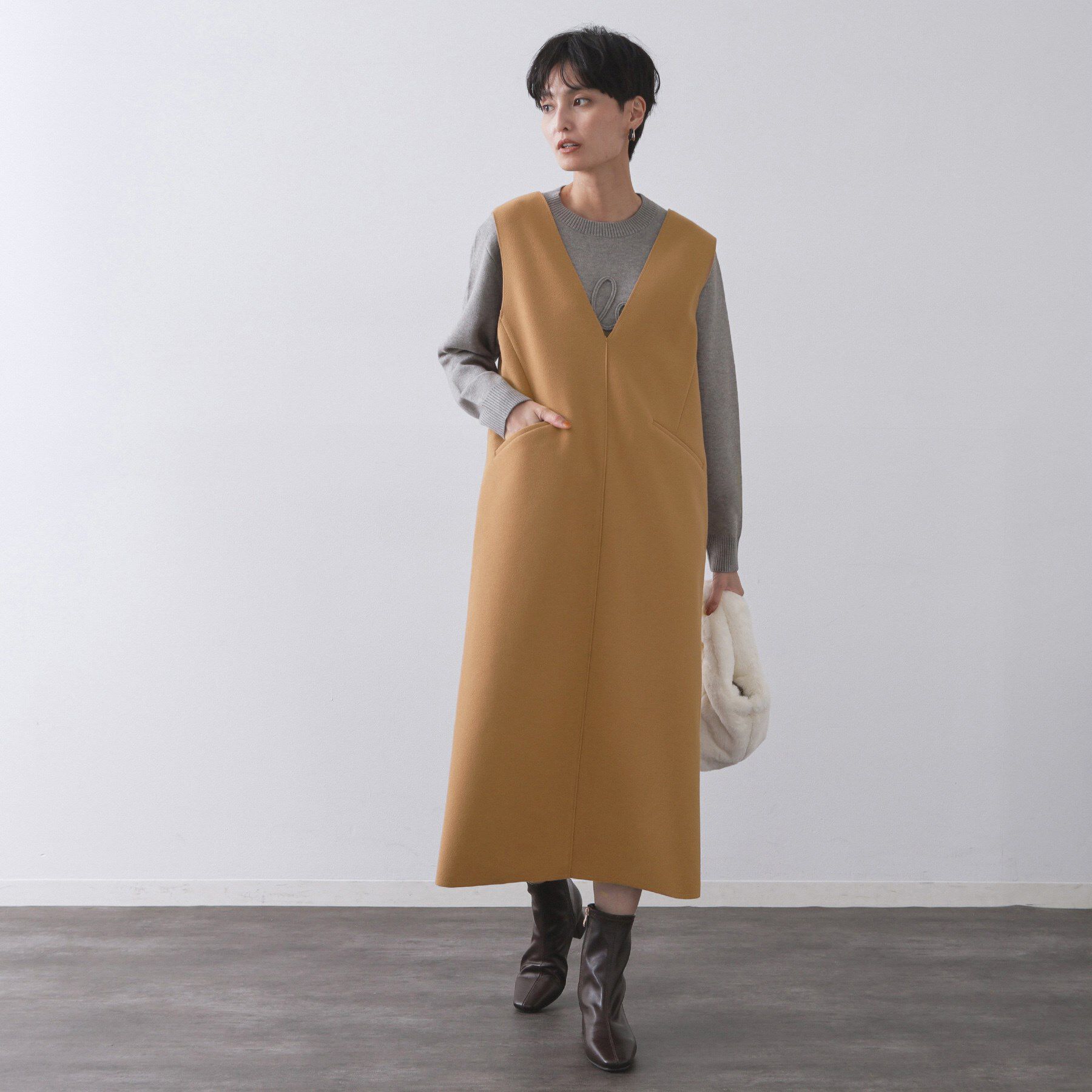 OPAQUE.CLIP「ウールライクジャンパードレス【洗濯機洗い可】」|ワンピース|