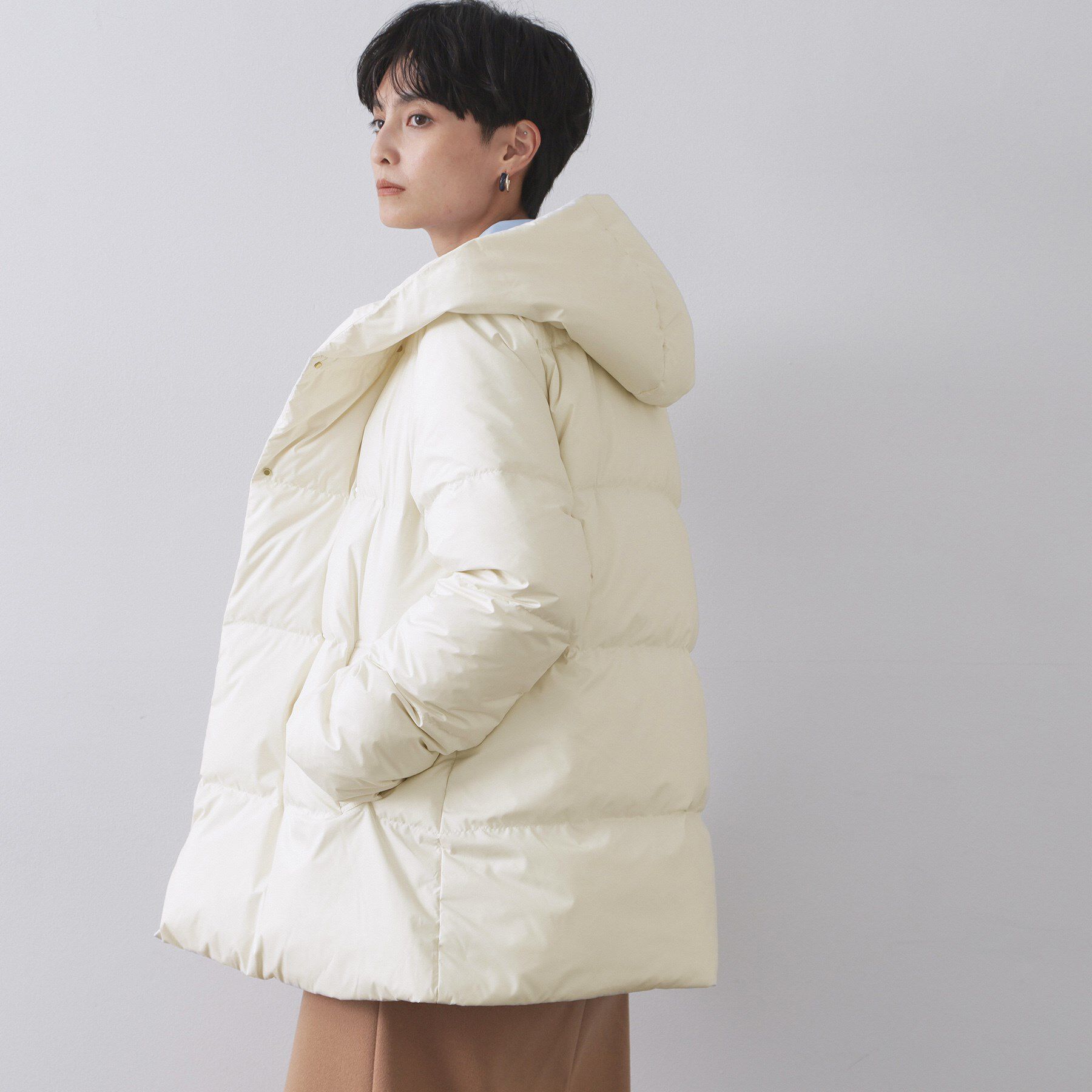 OPAQUE.CLIP「撥水フードミドルダウンコート【防風/抗菌防臭/洗濯機OK】《S～LL》」|ダウン|