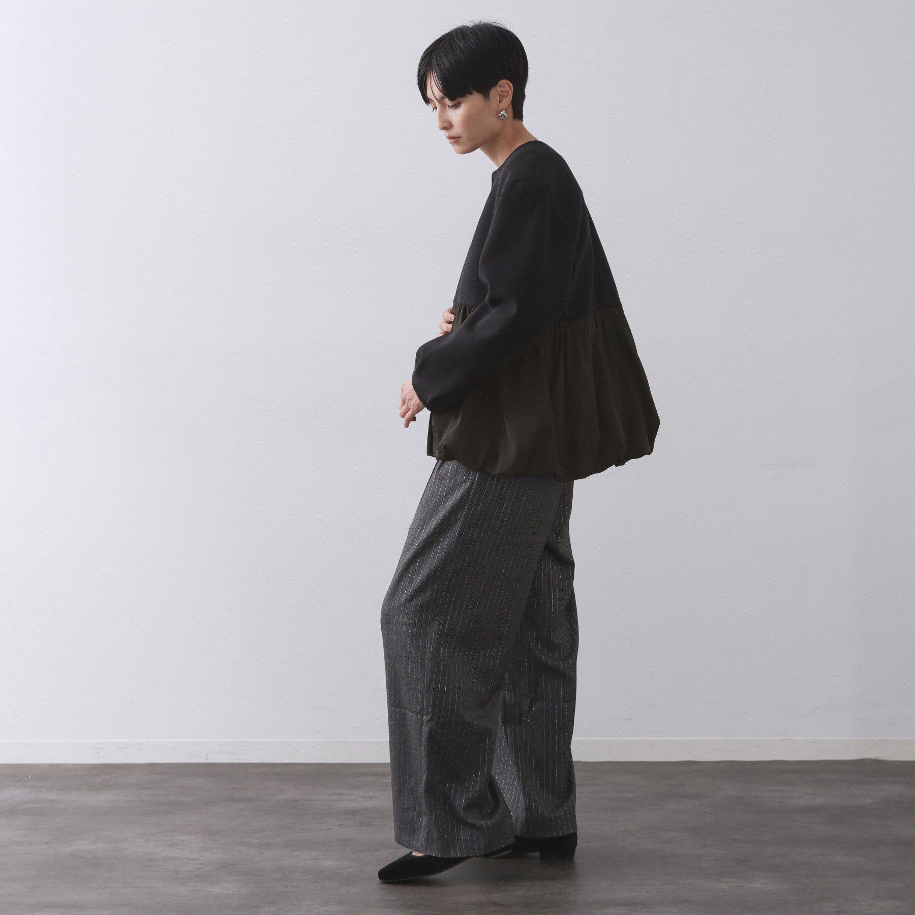 OPAQUE.CLIP「ウールライクペプラムドッキングアウター【洗濯機洗い可】」|ノーカラーコート|