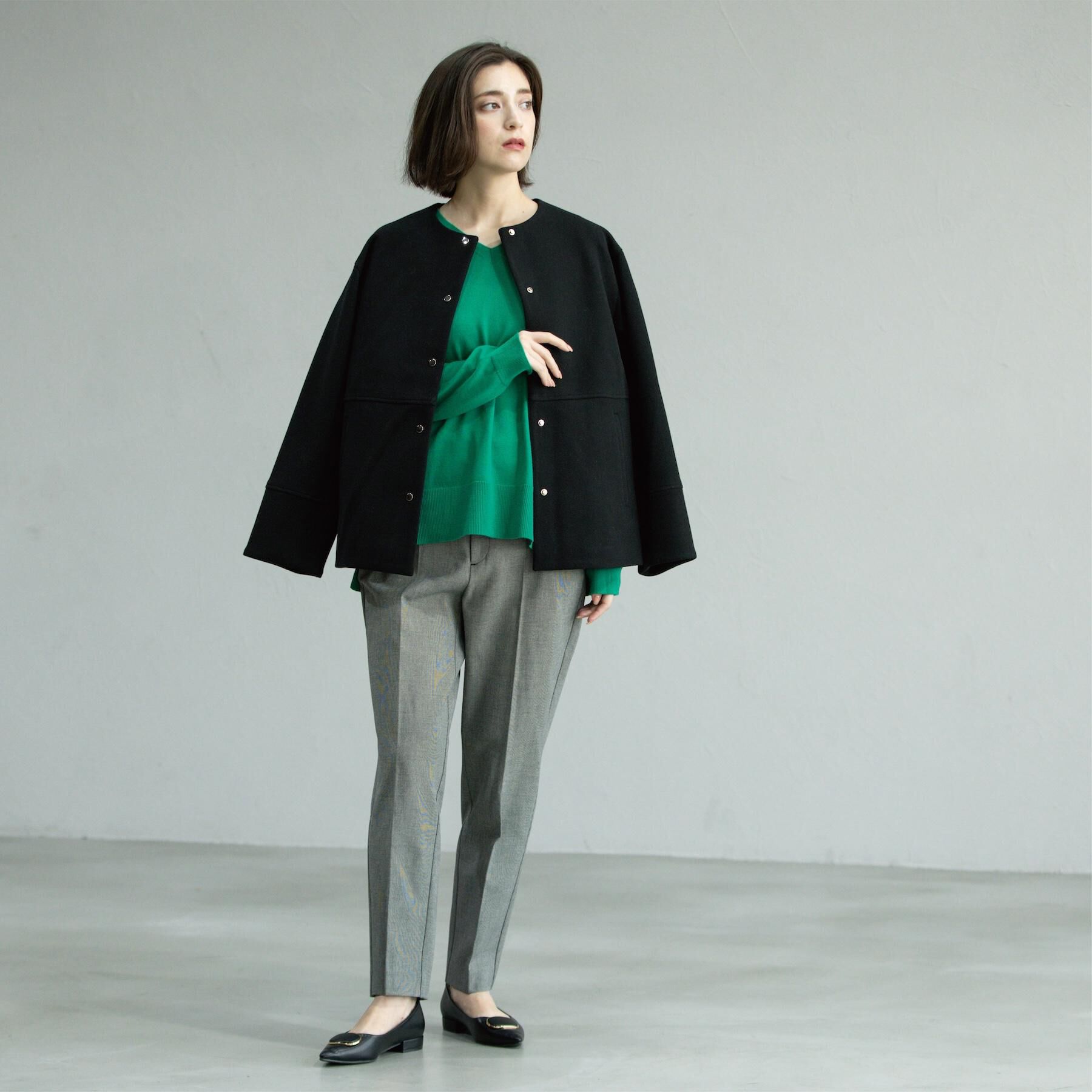 OPAQUE.CLIP「ウールライクメルトンノーカラーコート【洗濯機洗い可】」|ノーカラーコート|