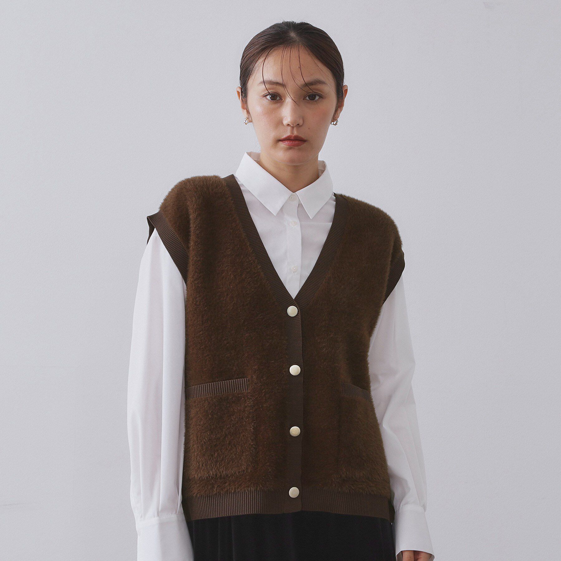 OPAQUE.CLIP「フェザーヤーンニットベスト【洗濯機OK/抗ピル】」|ニット・セーター|