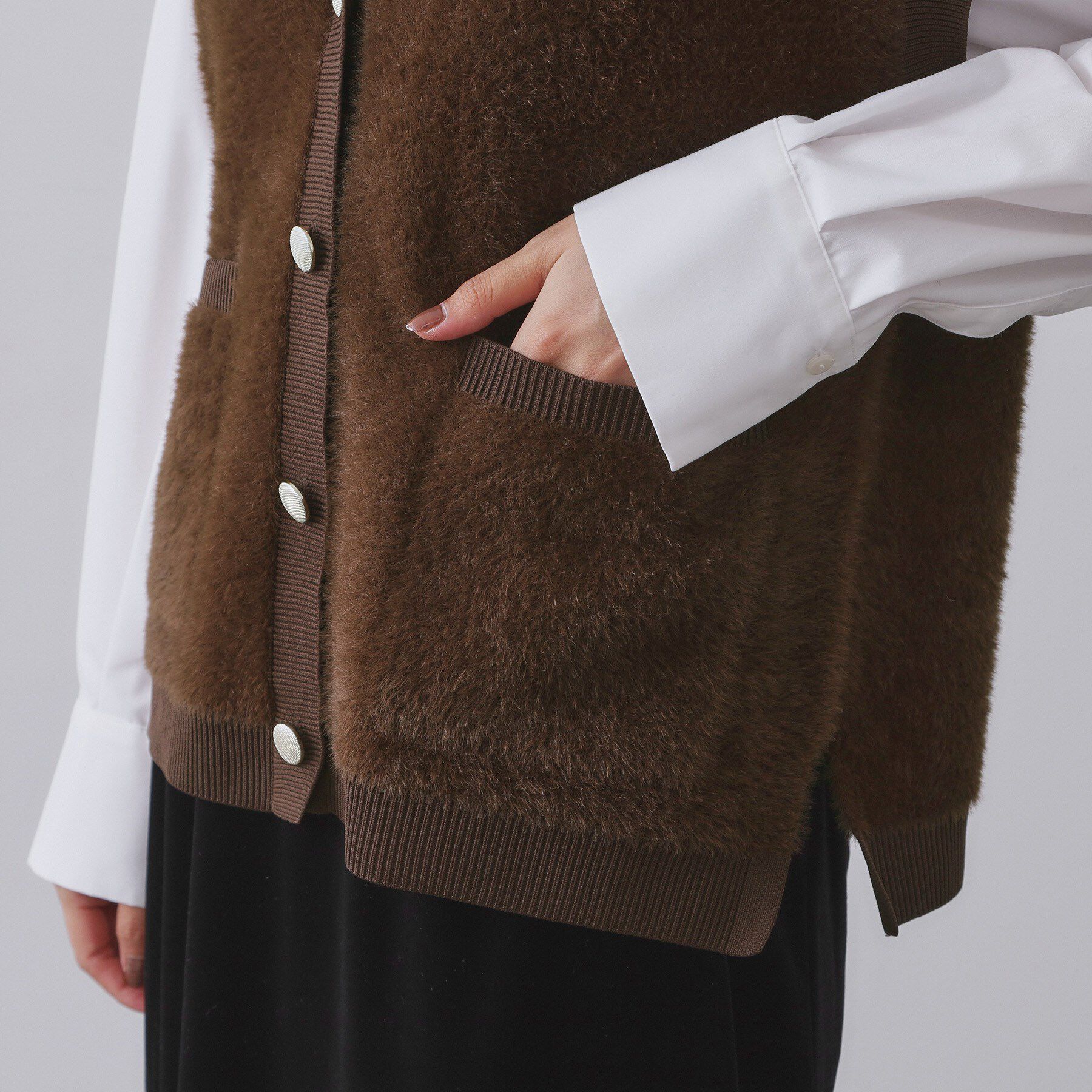 OPAQUE.CLIP「フェザーヤーンニットベスト【洗濯機OK/抗ピル】」|ニット・セーター|