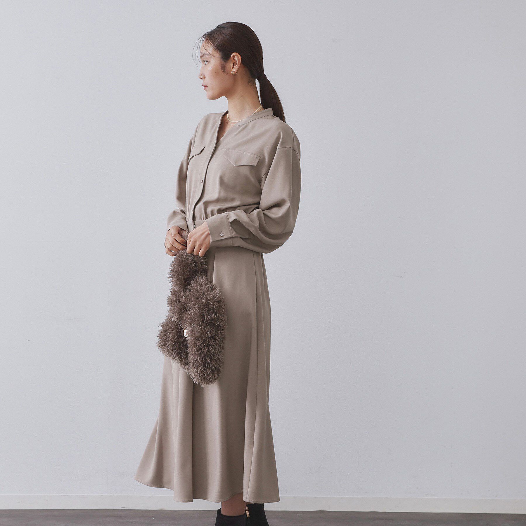 OPAQUE.CLIP「ウールライクフィット＆フレアワンピース【洗濯機OK】」|ワンピース|