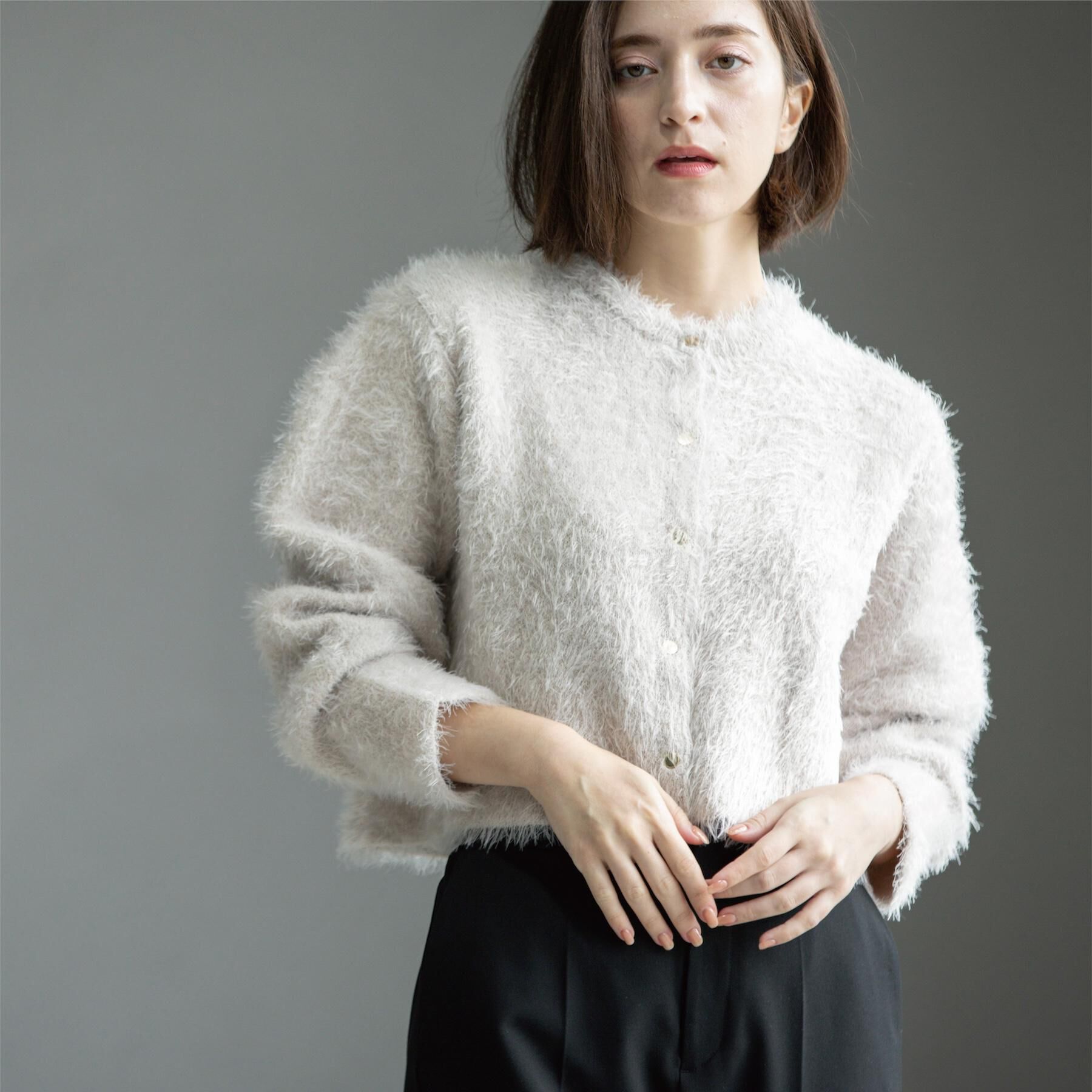 OPAQUE.CLIP「シャギーショートカーディガン【洗濯機OK】《6col》」|カーディガン|