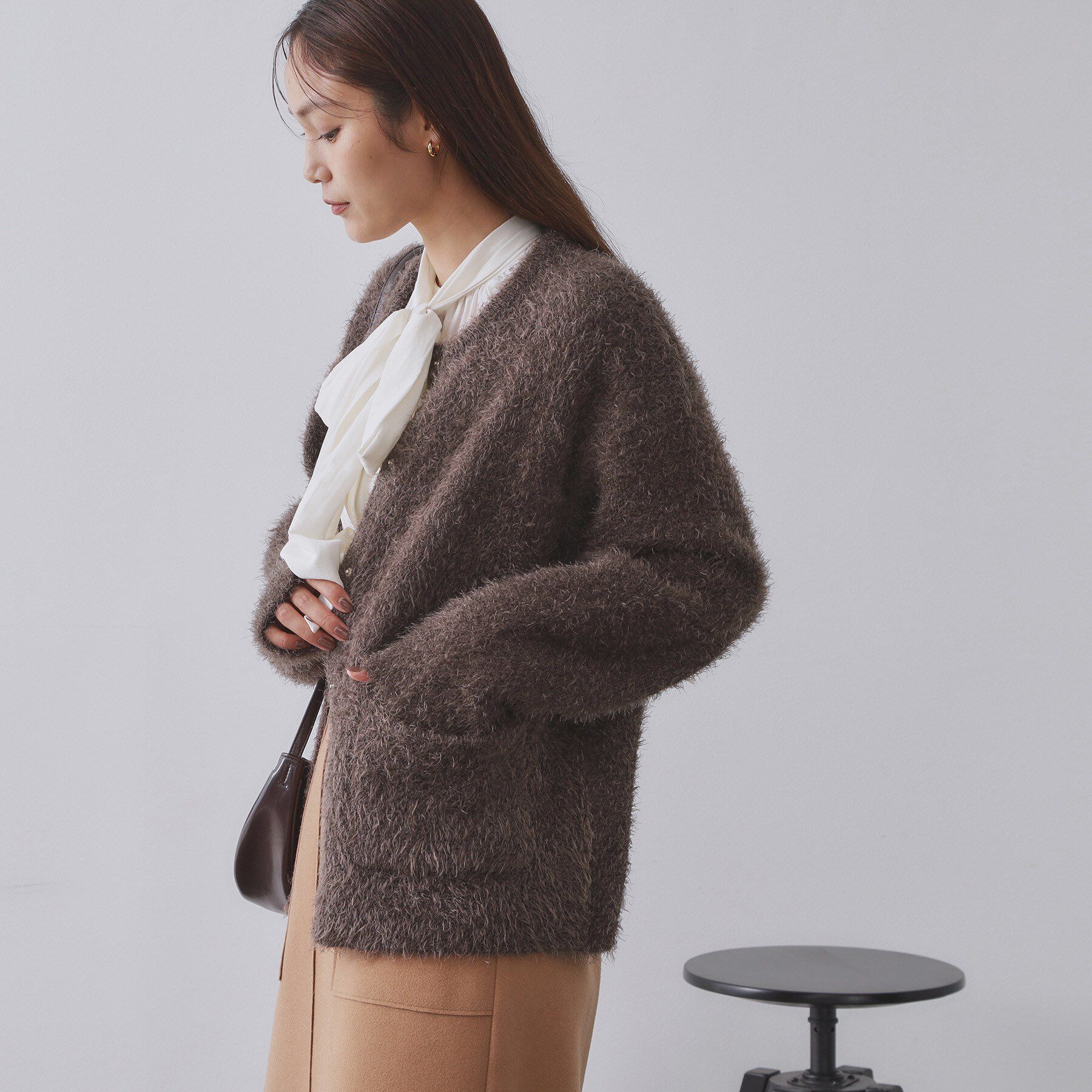 OPAQUE.CLIP「シャギーミドルカーディガン【洗濯機OK】《6col》」|カーディガン|