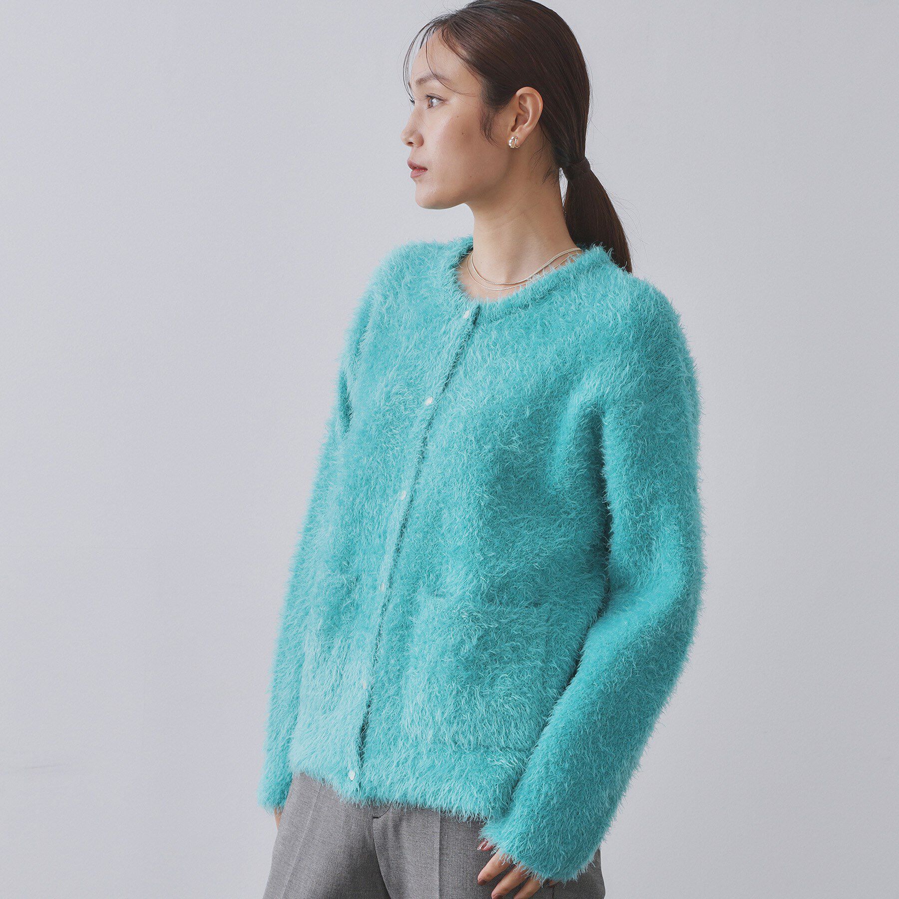 OPAQUE.CLIP「シャギーミドルカーディガン【洗濯機OK】《6col》」|カーディガン|