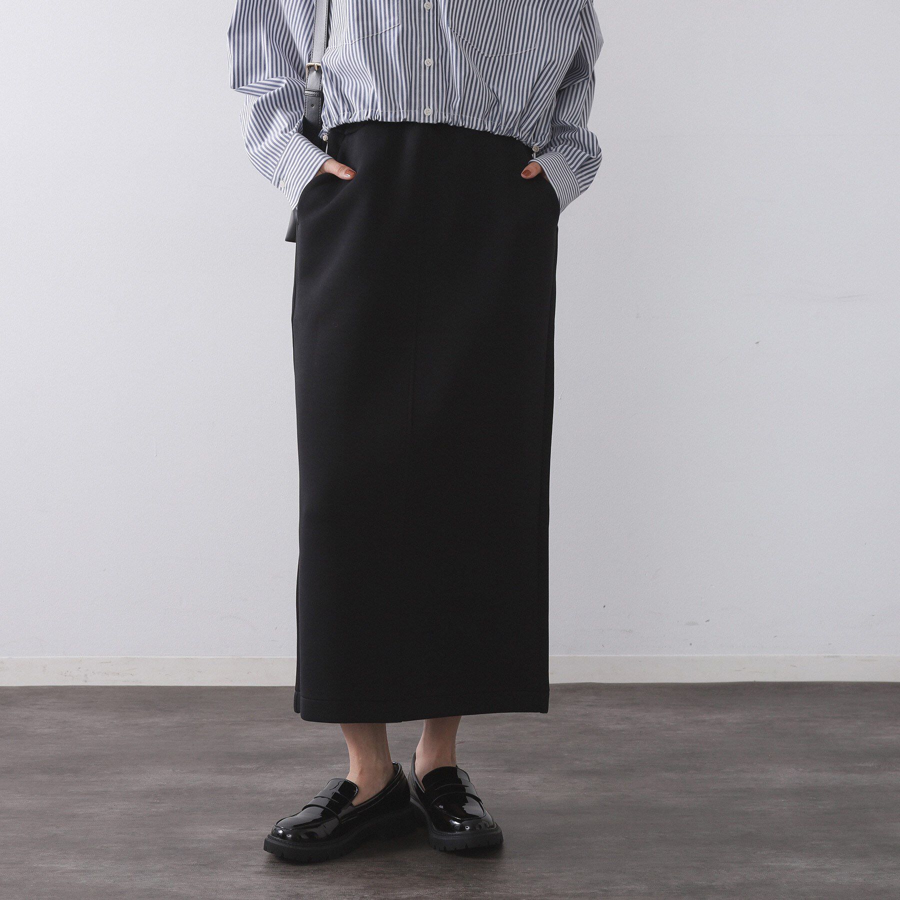 OPAQUE.CLIP「イージーナロースカート/セットアップ対応可【洗濯機OK】」|スカート|ブラック(019)