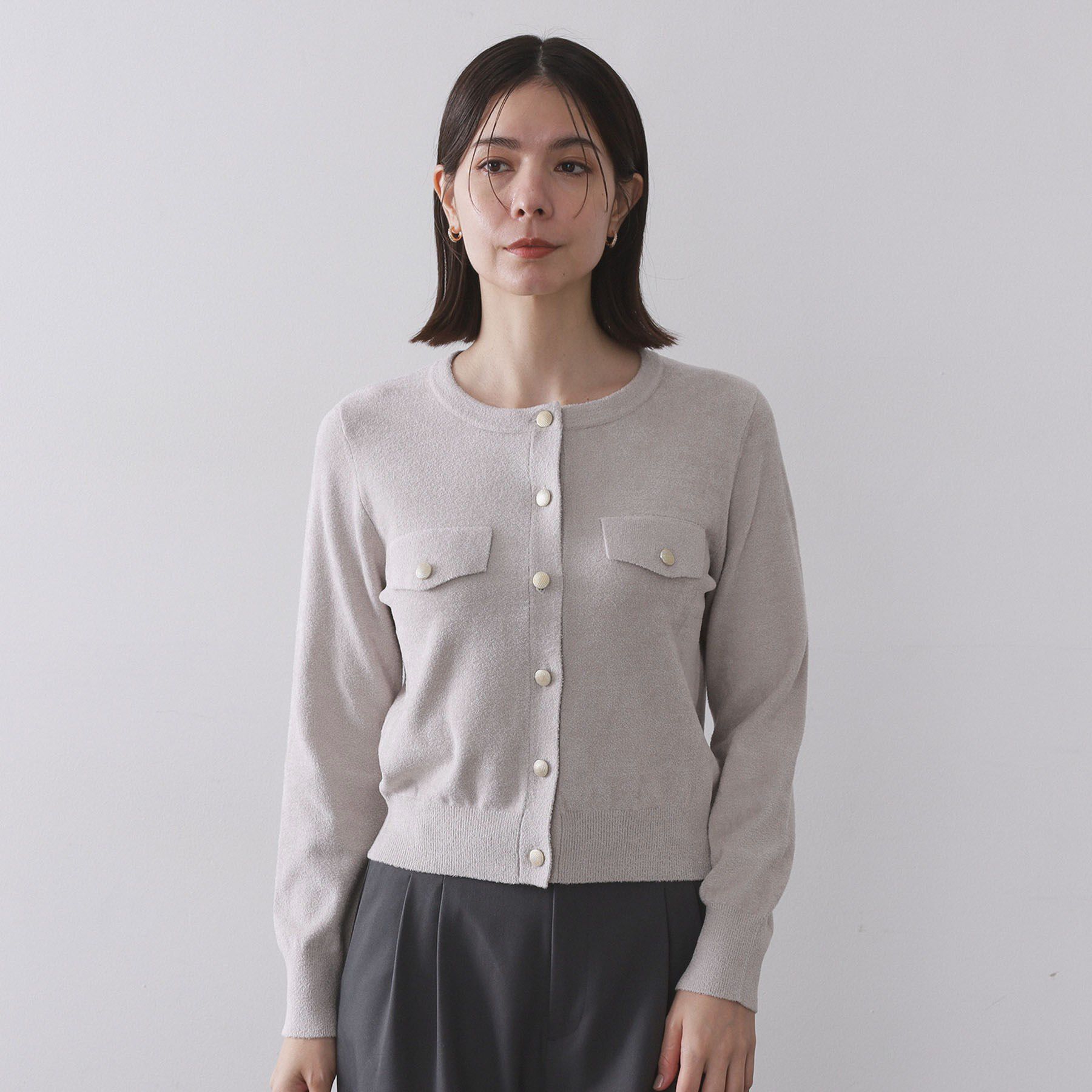 OPAQUE.CLIP「モールニットクルーカーディガン【洗濯機OK】」|カーディガン|