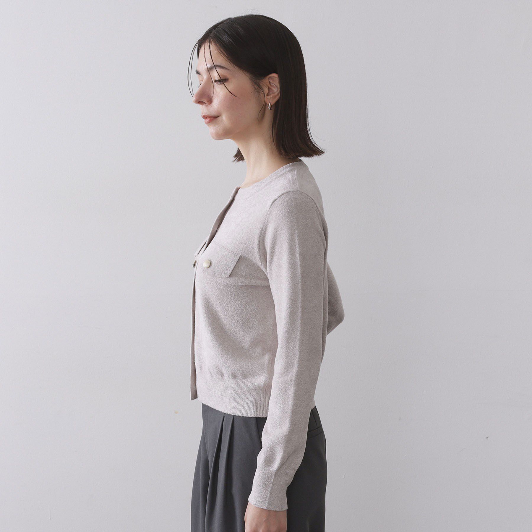 OPAQUE.CLIP「モールニットクルーカーディガン【洗濯機OK】」|カーディガン|