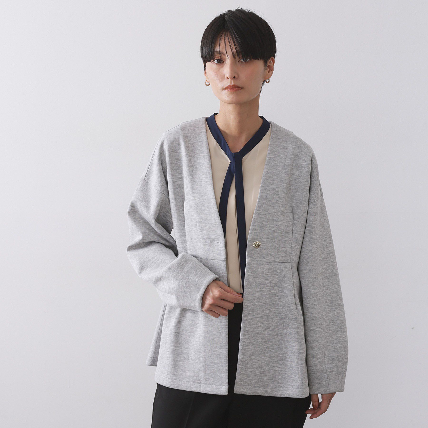 OPAQUE.CLIP「ペプラムカーディガン【UVケア/洗濯機OK】」|カーディガン|グレー(012)