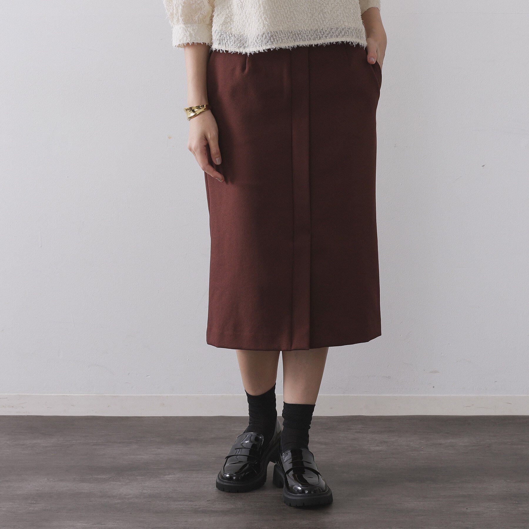 OPAQUE.CLIP「ミドル丈タイトスカート【洗濯機OK】」|スカート|ブラウン(043)