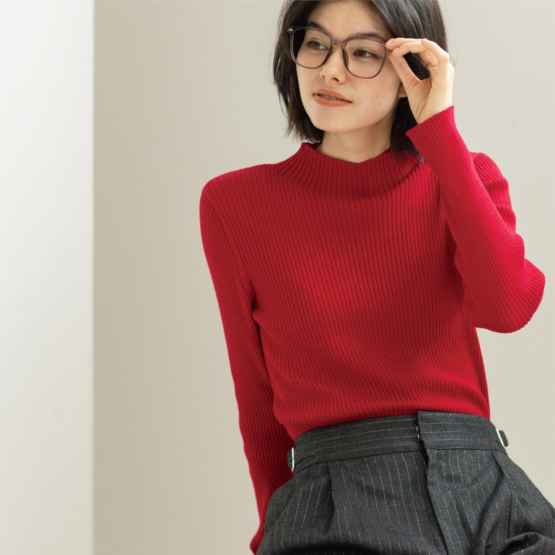 OPAQUE.CLIP「ハイネックリブニット【洗濯機OK】」|ニット・セーター|