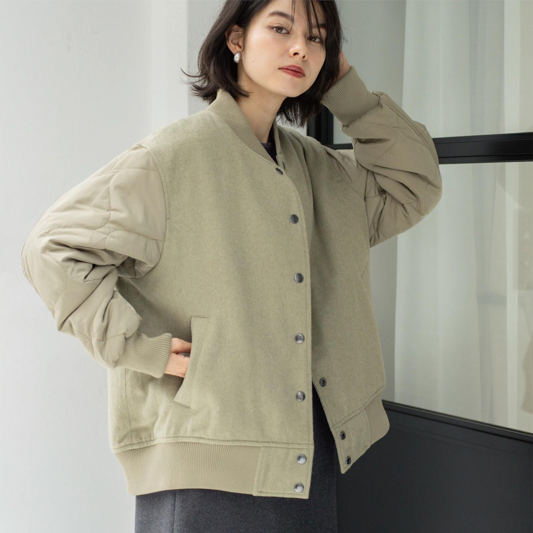 OPAQUE.CLIP「《リバーシブル》キルティングブルゾン」|ブルゾン・スタジャン|カーキ(029)