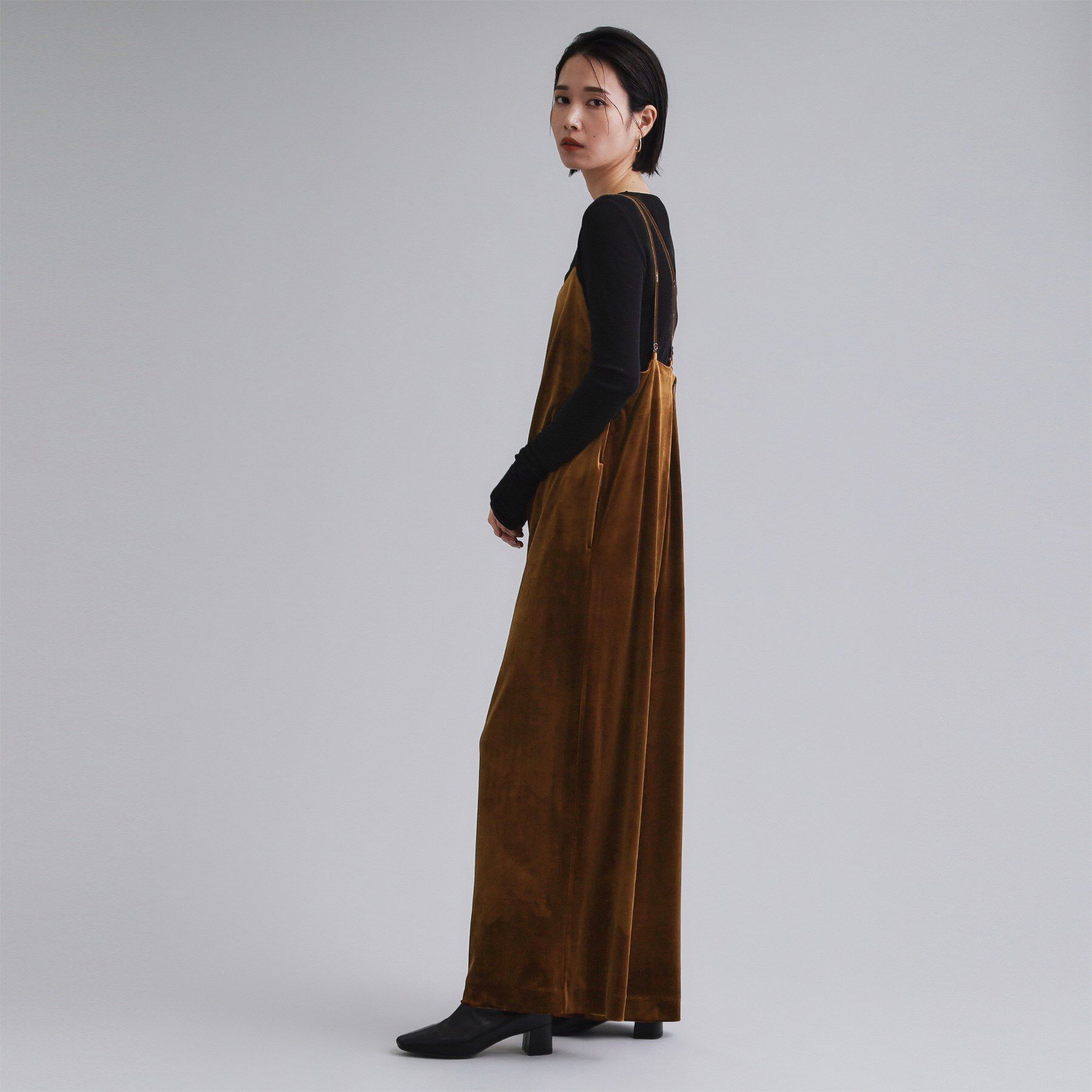 OPAQUE.CLIP「【es】ベロアサロペット【洗濯機OK】」|オールインワン|