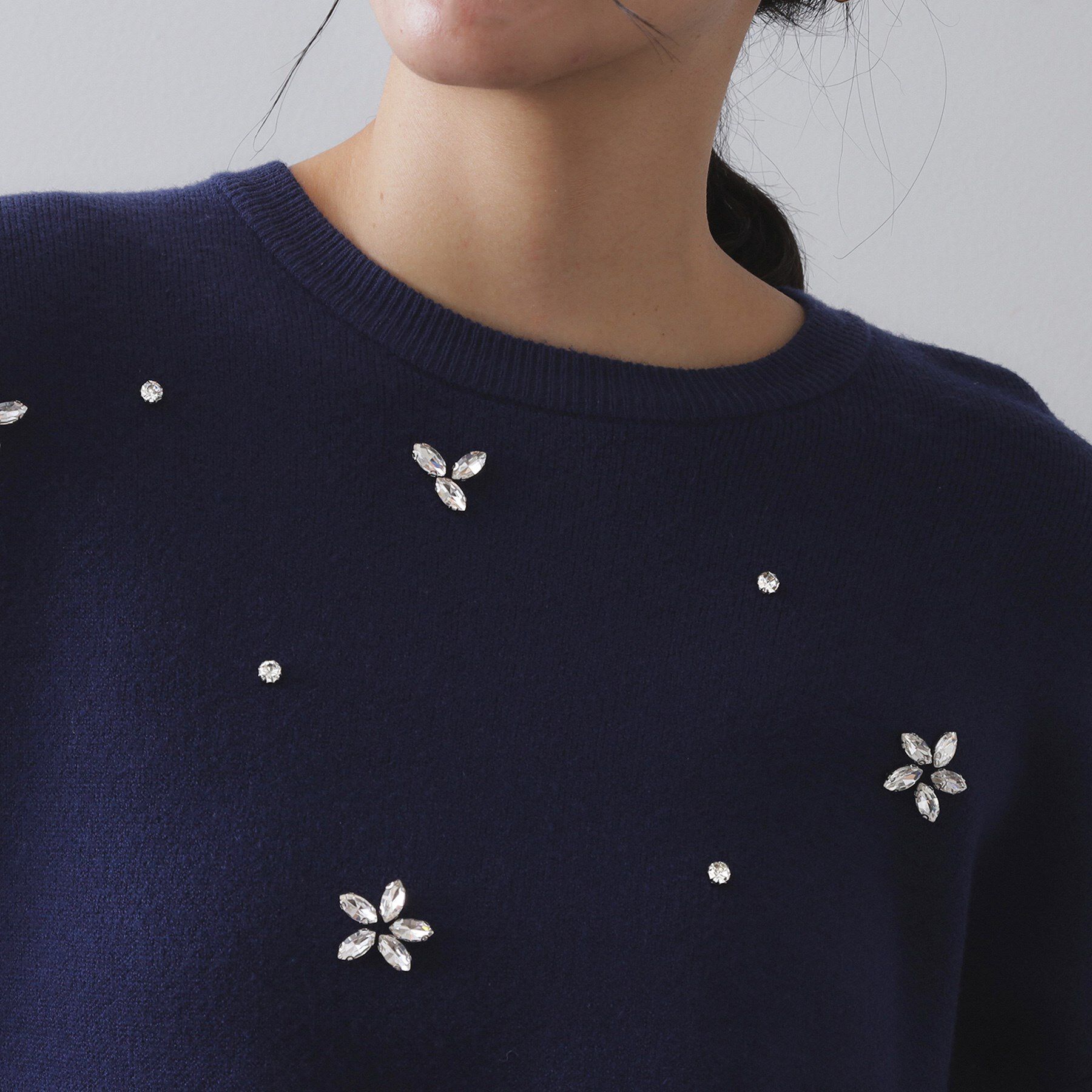 OPAQUE.CLIP「ビジューニットトップス【洗える】」|ニット・セーター|