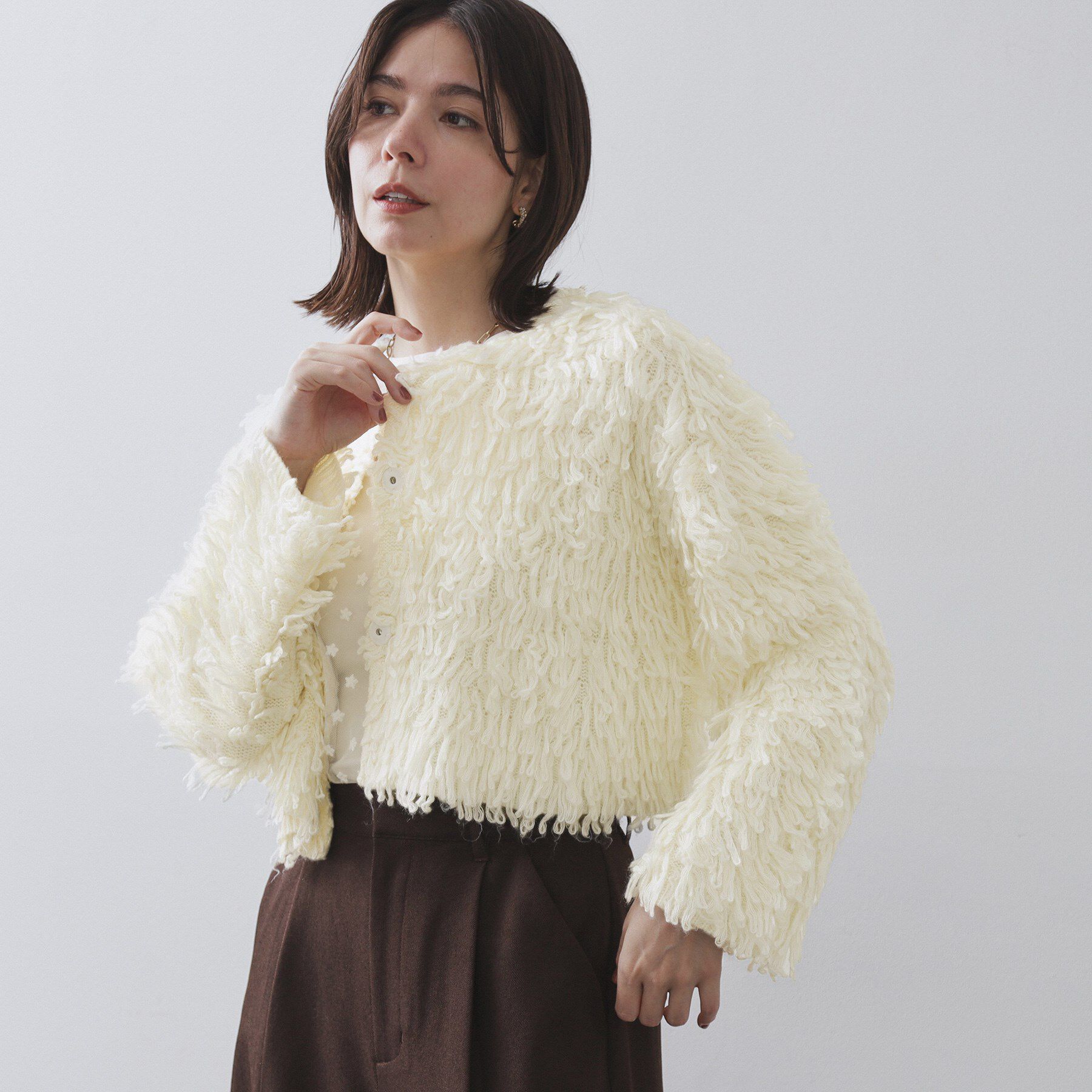 OPAQUE.CLIP「ループヤーンニットカーディガン」|カーディガン|