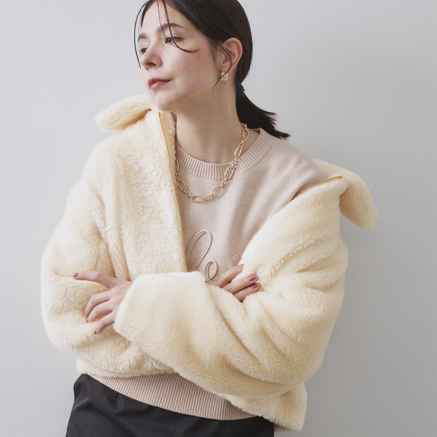 OPAQUE.CLIP「ステンカラーボアブルゾン【洗える】」|ブルゾン・スタジャン|