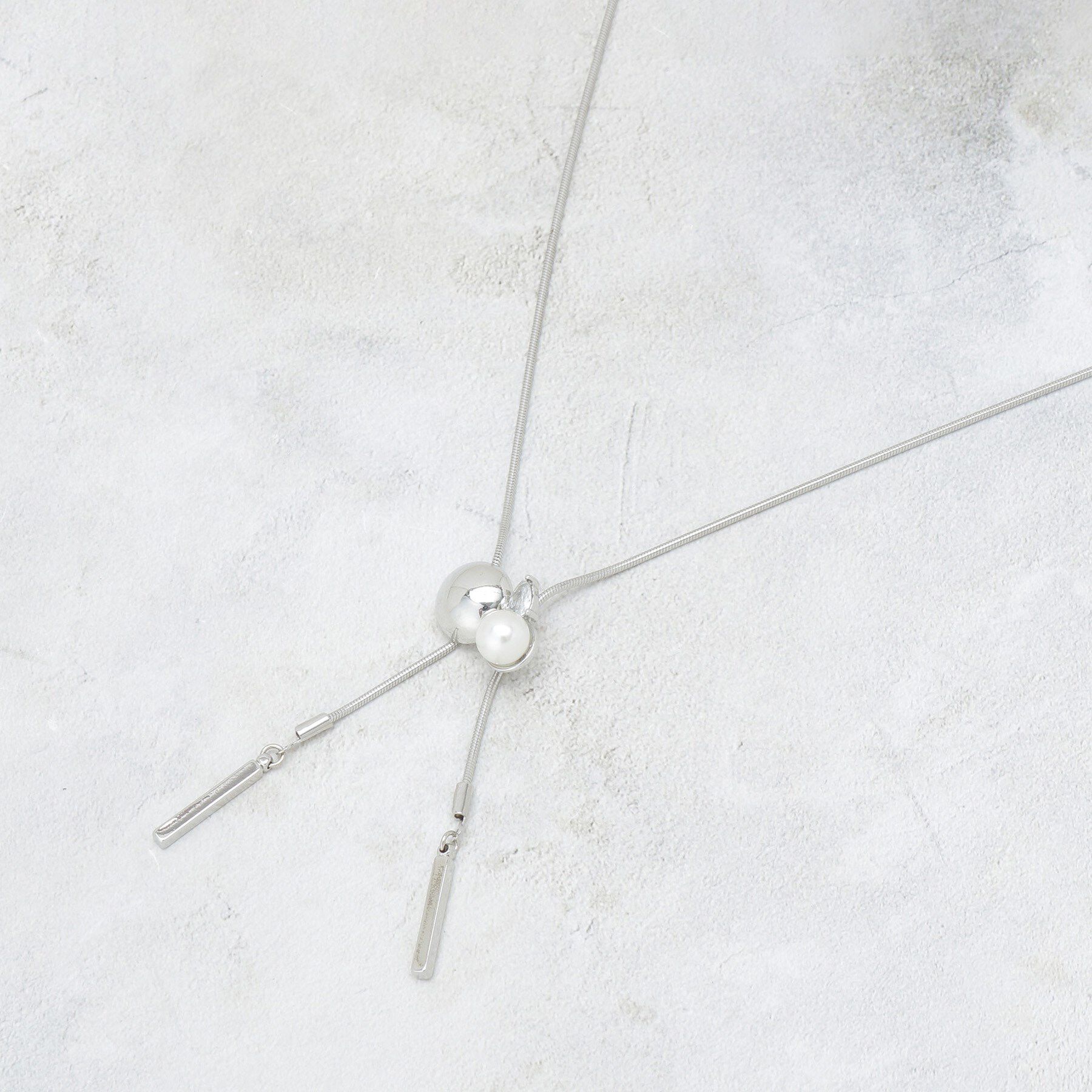 OPAQUE.CLIP「パール調ビジュースライドネックレス」|ネックレス|シルバー(006)