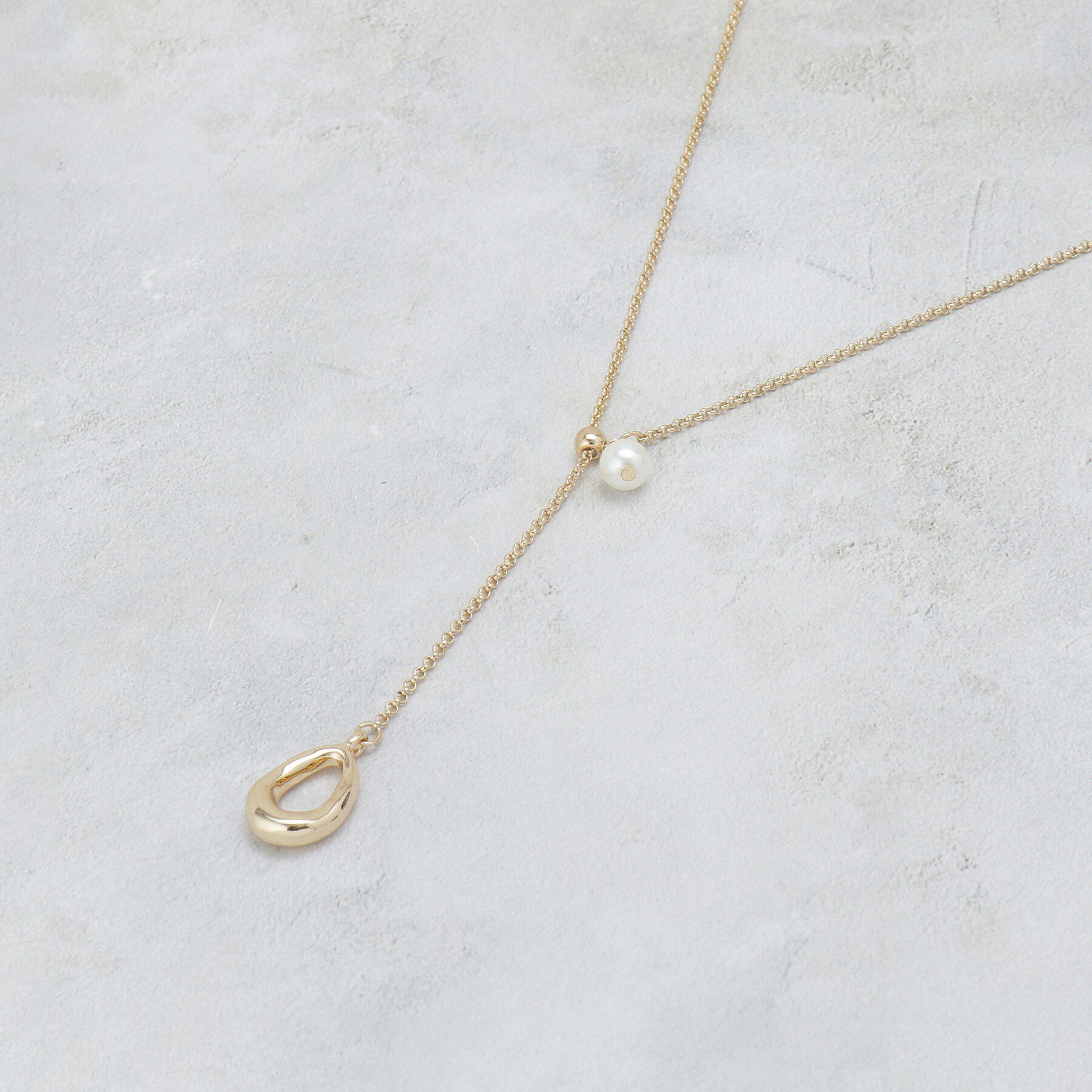 OPAQUE.CLIP「【2WAY】Y字パール調ネックレス」|ネックレス|ゴールド(007)