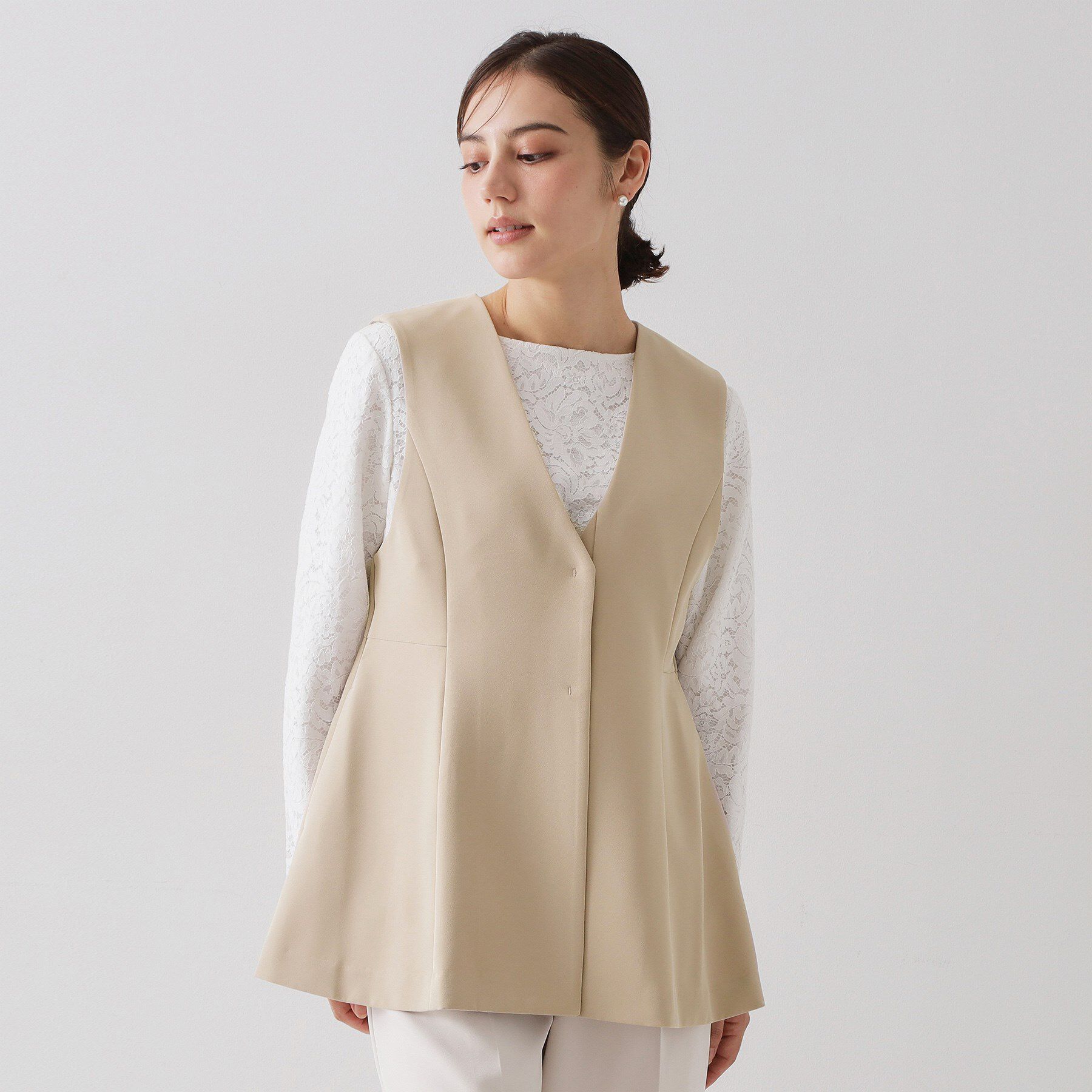 OPAQUE.CLIP「ペプラムジレ/セットアップ対応可【洗濯機OK】」|ベスト・ジレ|