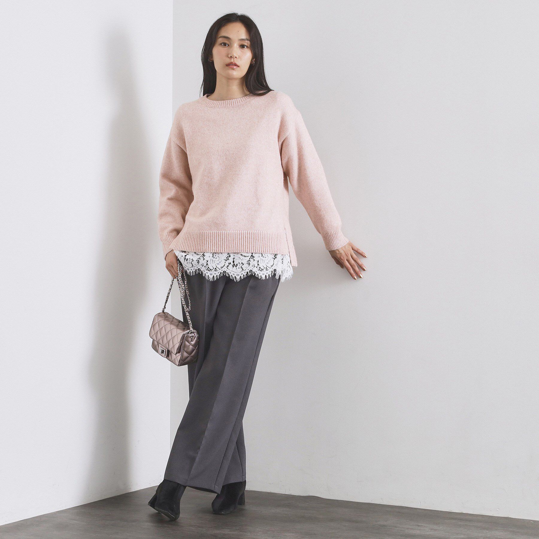 OPAQUE.CLIP「リラクシークルーネックニット【洗濯機OK】」|ニット・セーター|