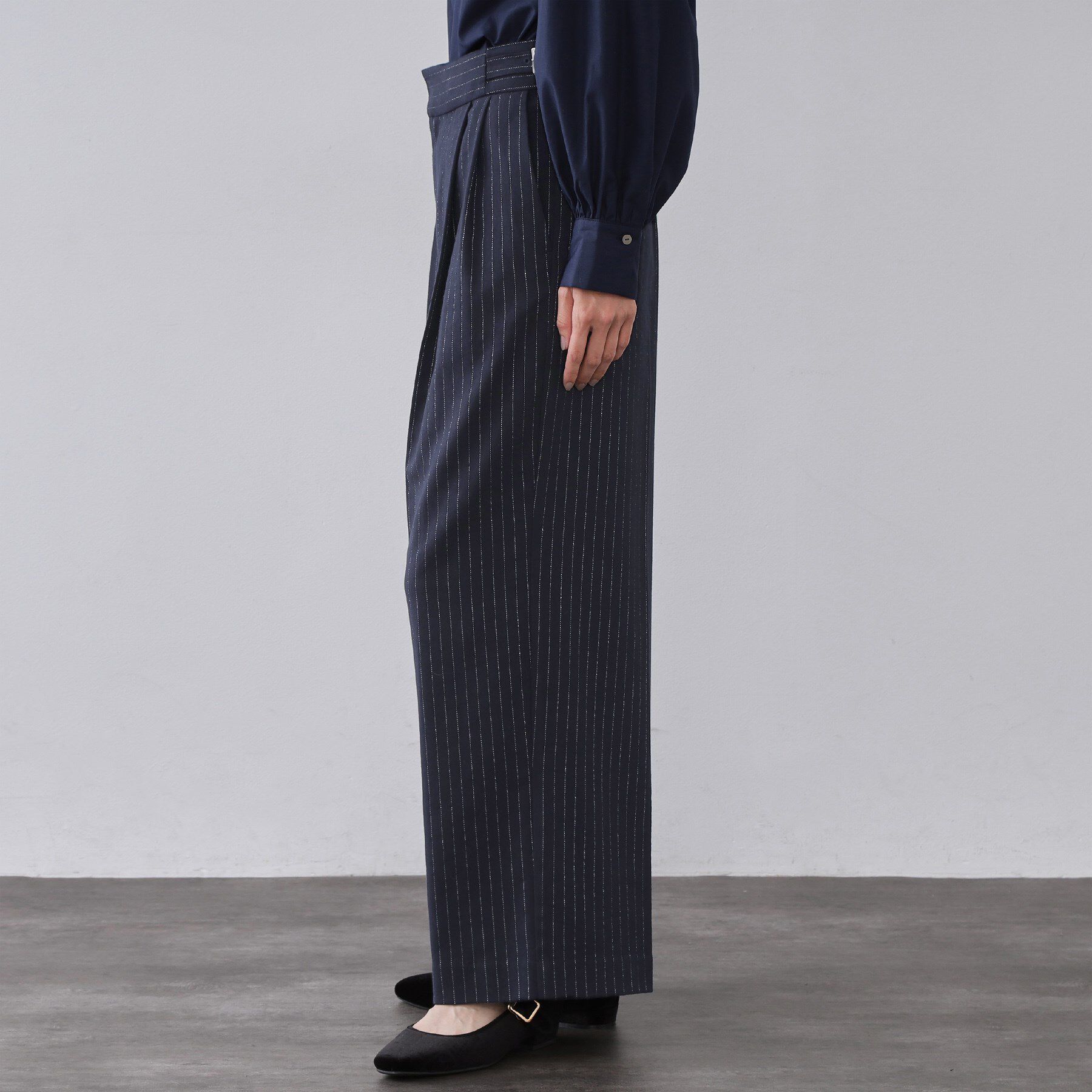 OPAQUE.CLIP「ラメストライプワイドパンツ【洗濯機OK】」|その他|