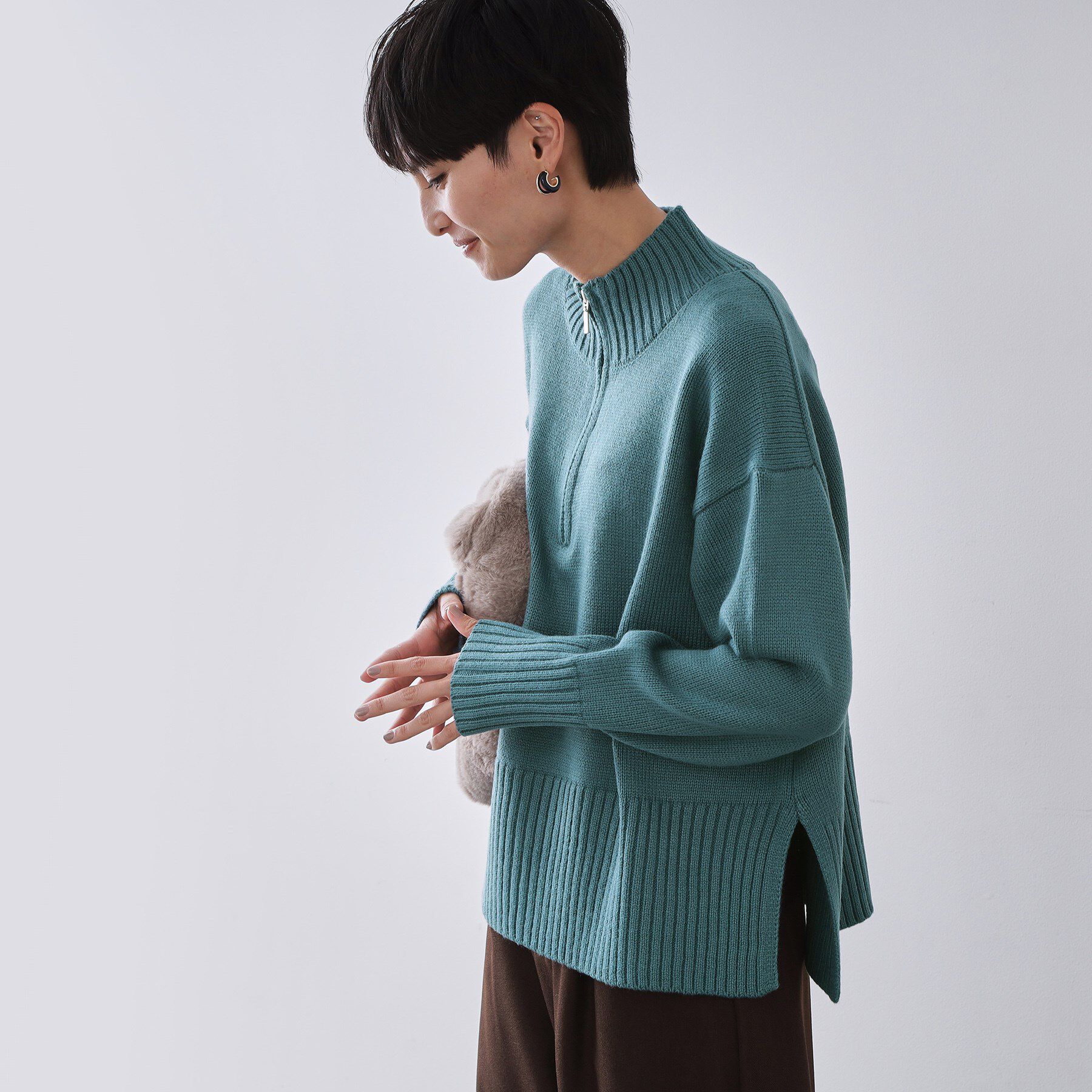 OPAQUE.CLIP「ハーフジップミドルゲージニット【洗濯機OK】」|ニット・セーター|