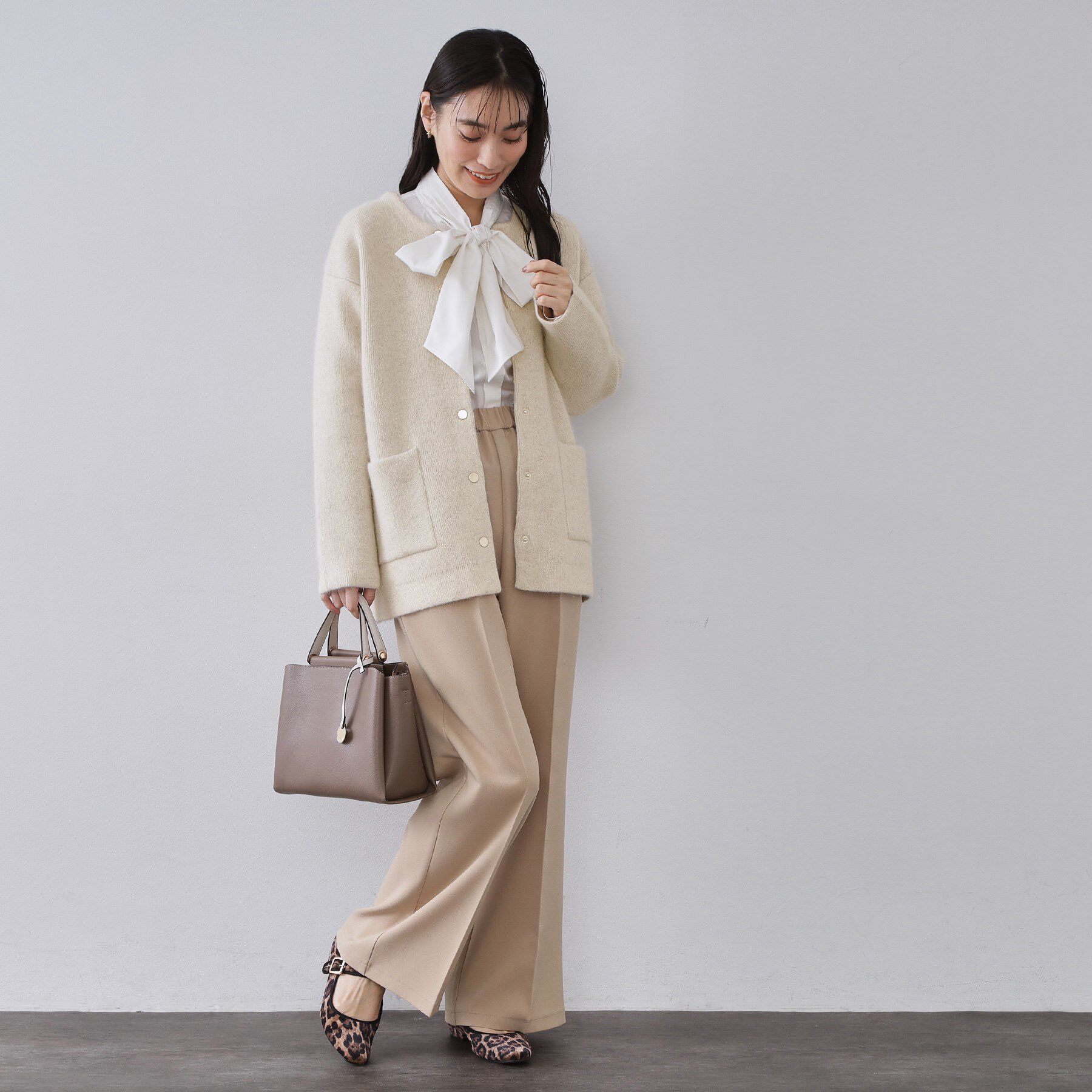 OPAQUE.CLIP「アンゴラ/フォックスブレンド　ニットカーディガン【洗濯機OK】」|カーディガン|