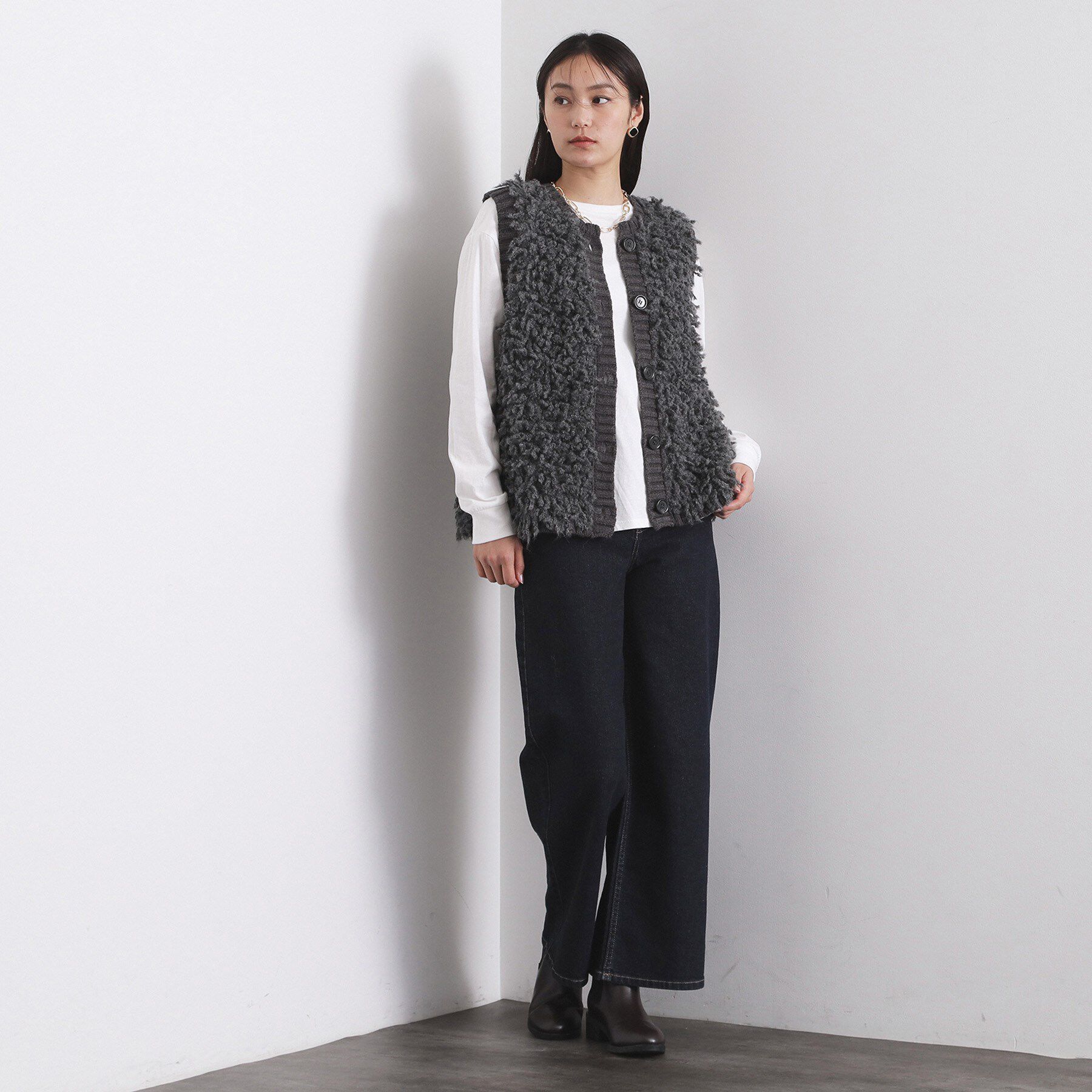 OPAQUE.CLIP「ループヤーンニットベスト【洗濯機OK】」|ベスト・ジレ|