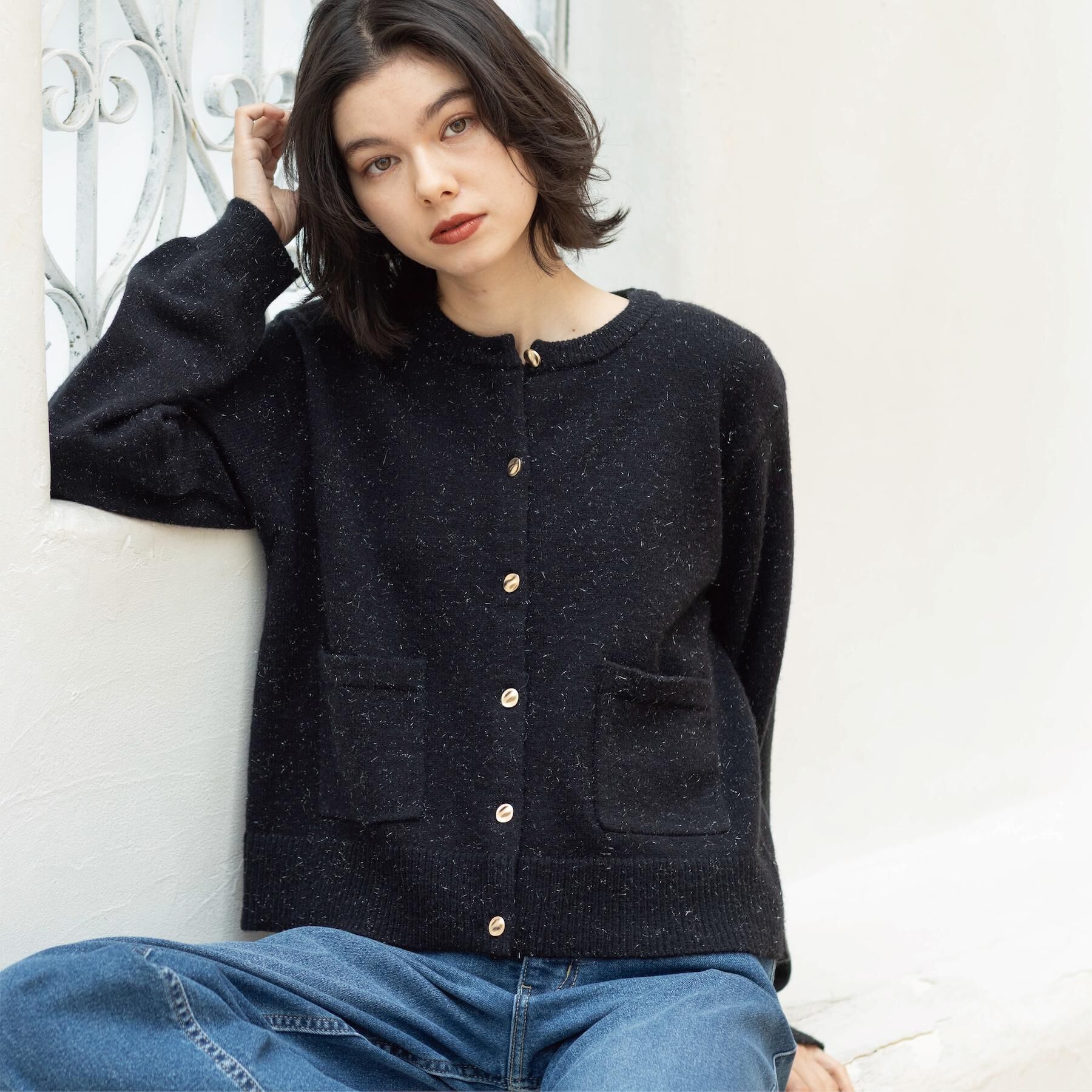 OPAQUE.CLIP「金ボタンラメニットカーディガン【洗濯機OK】」|カーディガン|