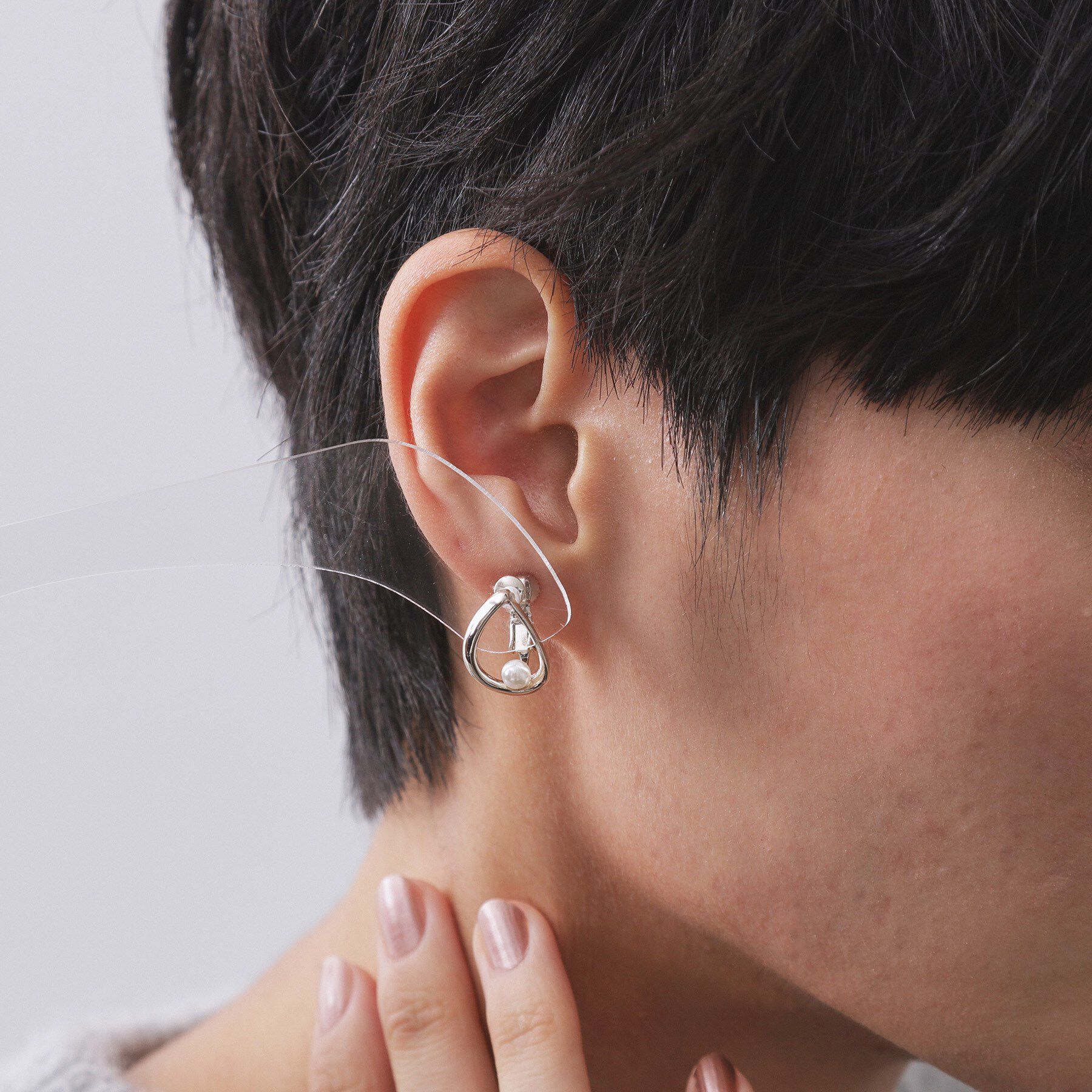 OPAQUE.CLIP「メタルリング&times;フェイクパールイヤリング」|イヤリング|