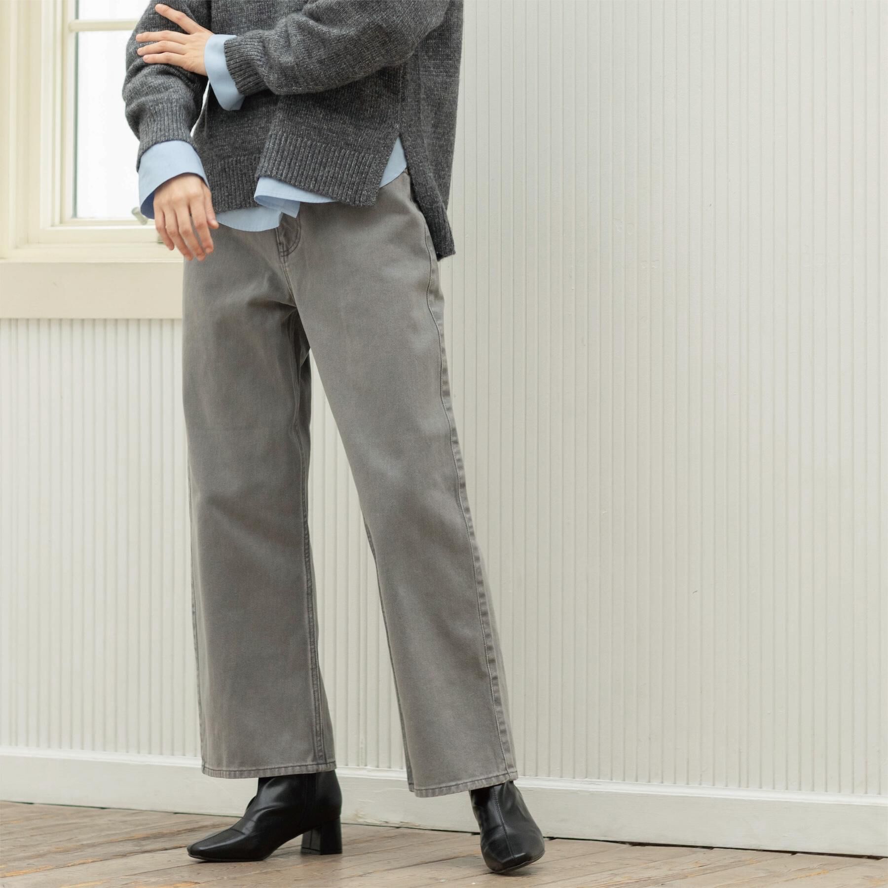 OPAQUE.CLIP「ヴィンテージカラーワイドストレートパンツ【洗濯機OK】」|その他|チャコールグレー(0