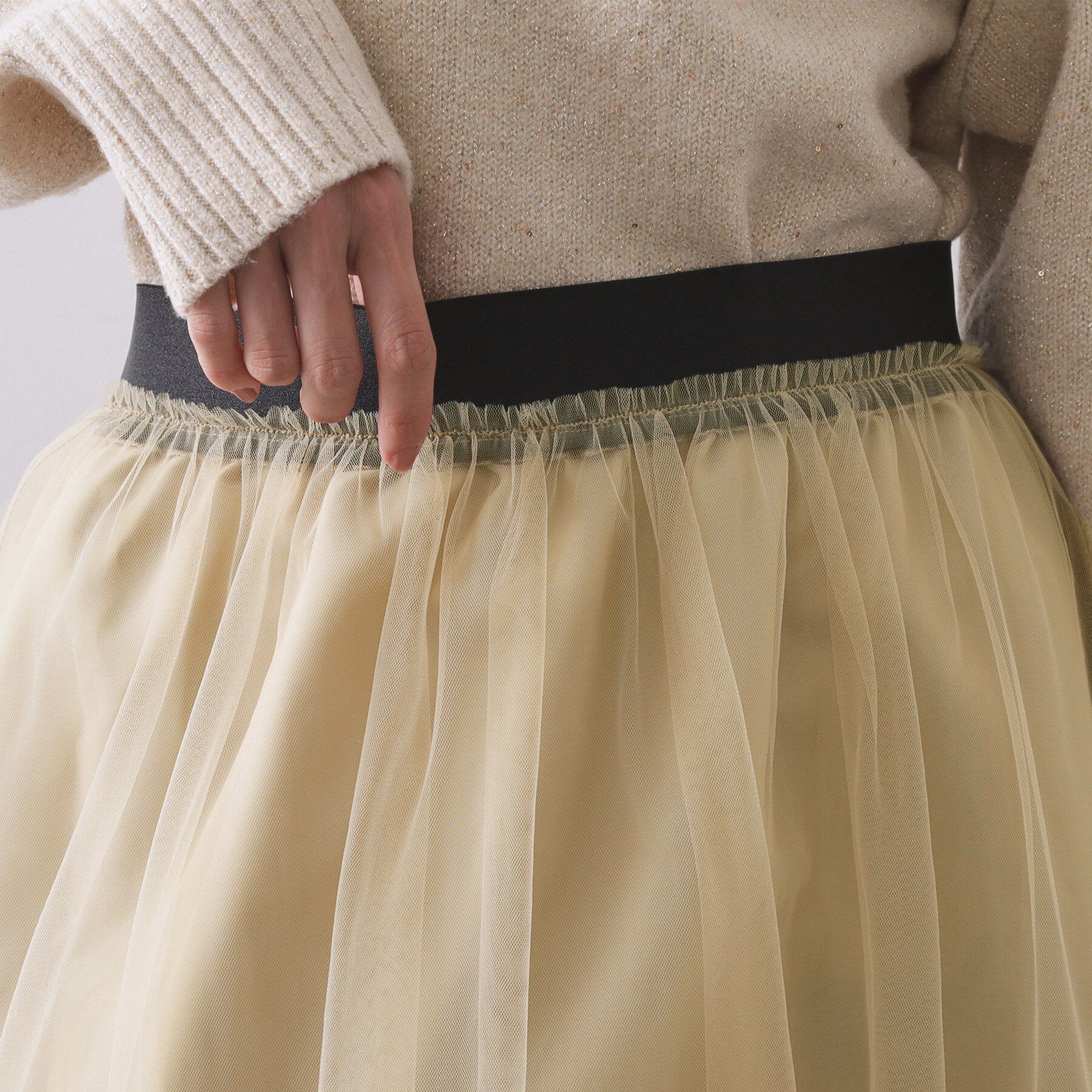 OPAQUE.CLIP「チュールイージーギャザースカート【洗濯機OK】」|スカート|