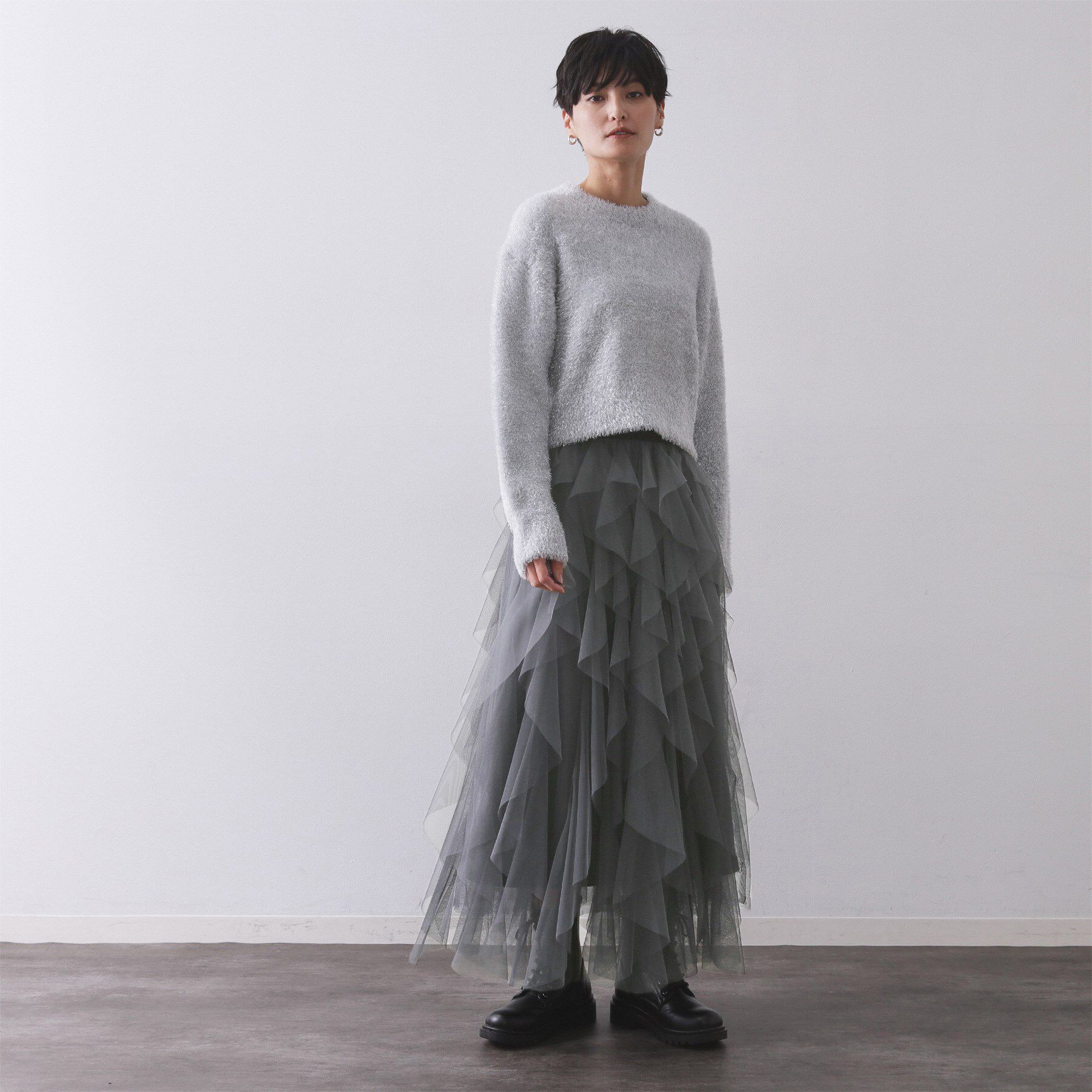 OPAQUE.CLIP「ラッフルチュールイージースカート【洗濯機OK】」|スカート|