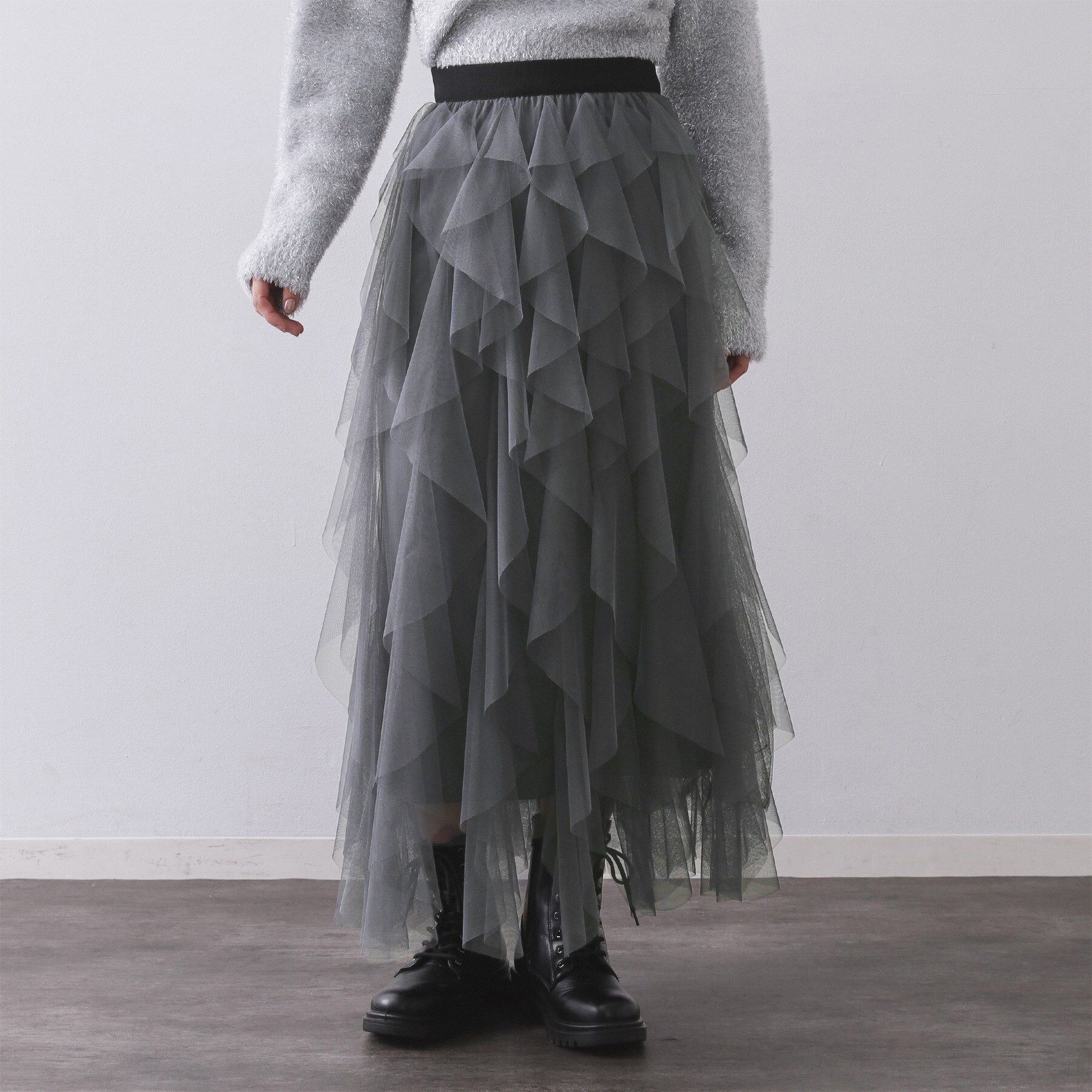 OPAQUE.CLIP「ラッフルチュールイージースカート【洗濯機OK】」|スカート|