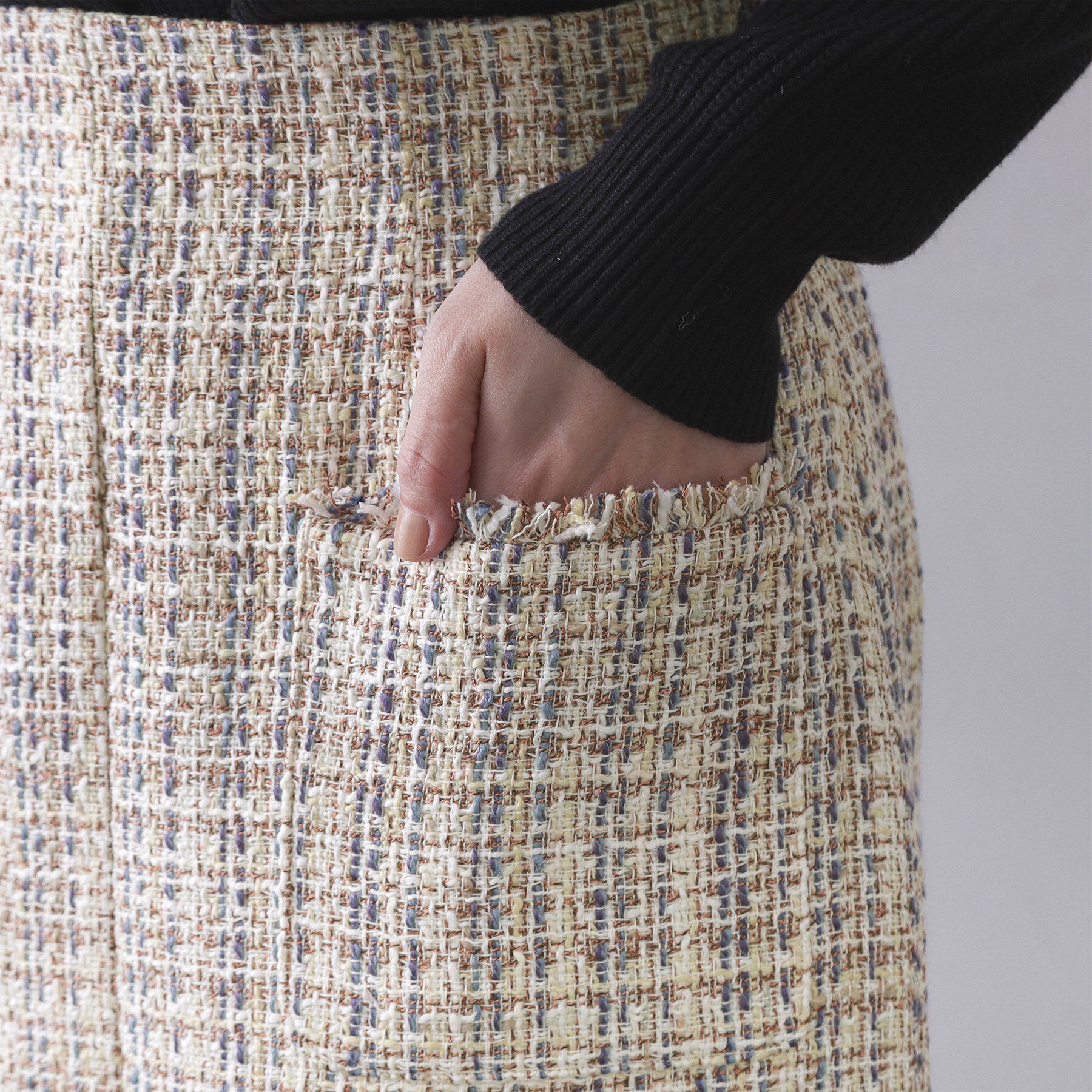 OPAQUE.CLIP「ファンシーツイードナロースカート【洗濯機OK】」|スカート|